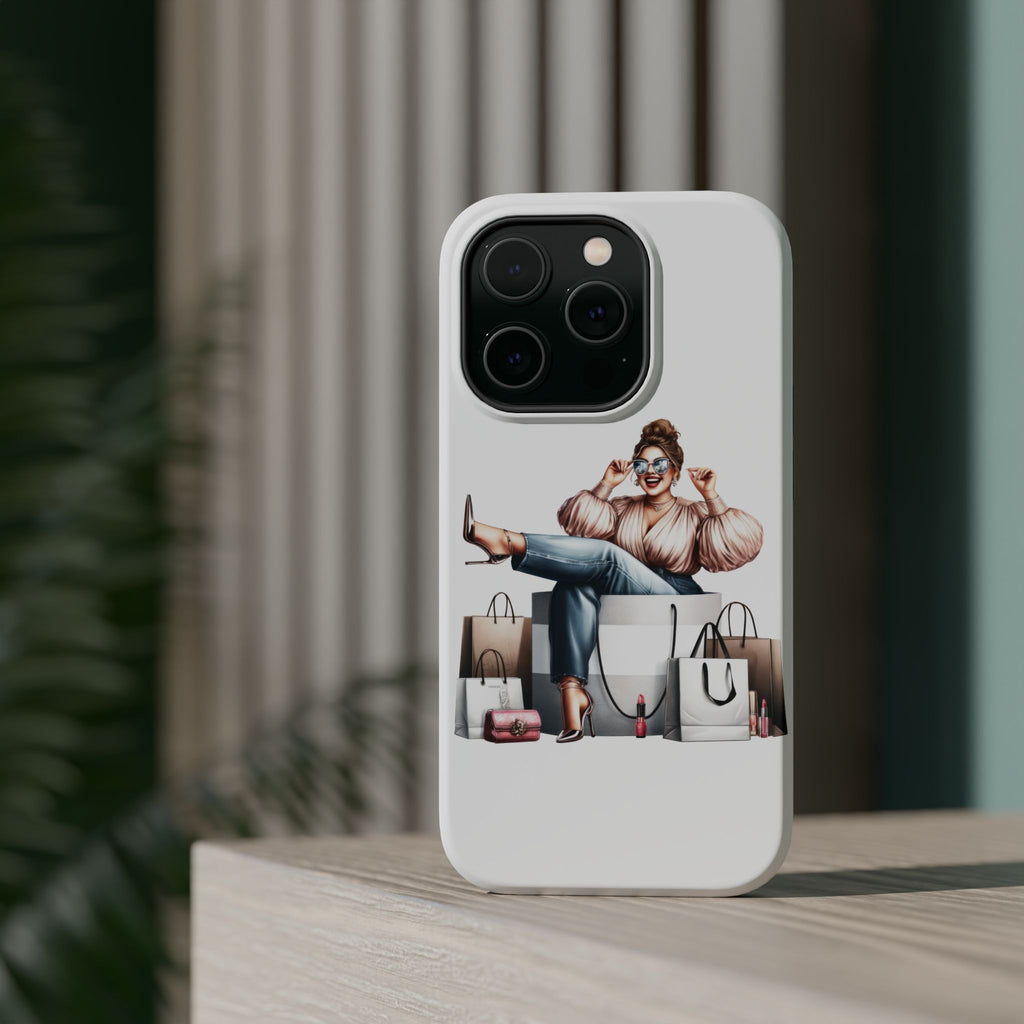 Magnetic Impact-Resistant Case — Luxury Shopper Goddess on Clouds Phone Cover