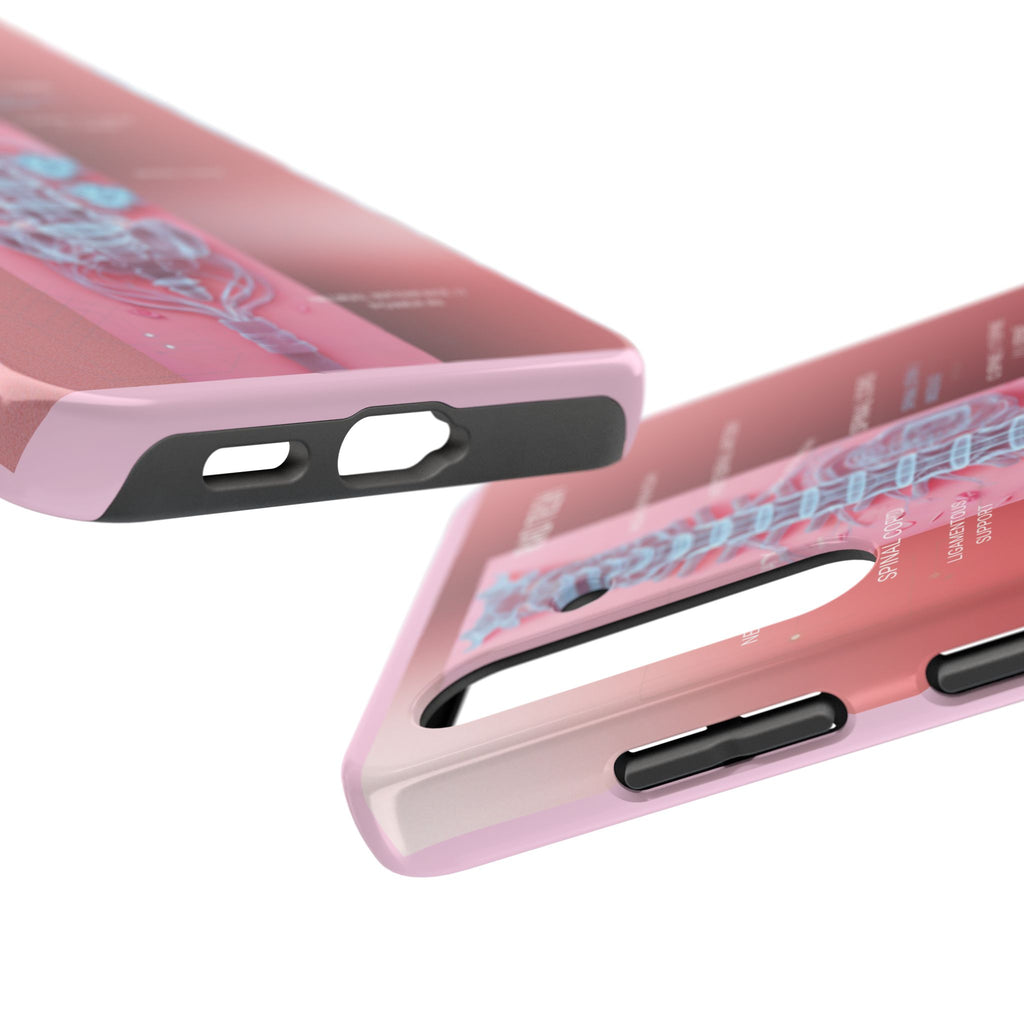 Anatomical Spine Tough Phone Case — Medical X-Ray Design, ‘Spinal Cord’ Labelled
