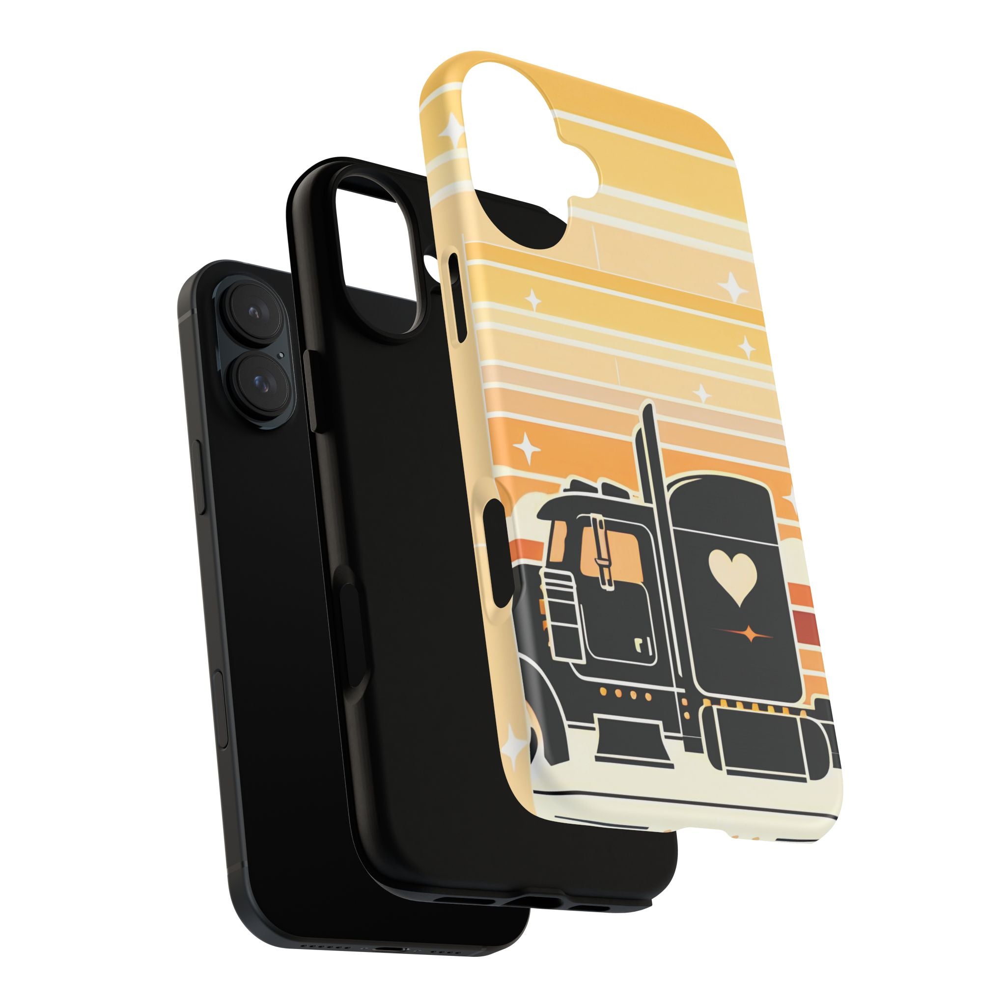 Trucker Heart Phone Case — Retro Semi Truck Protective Phone Cover