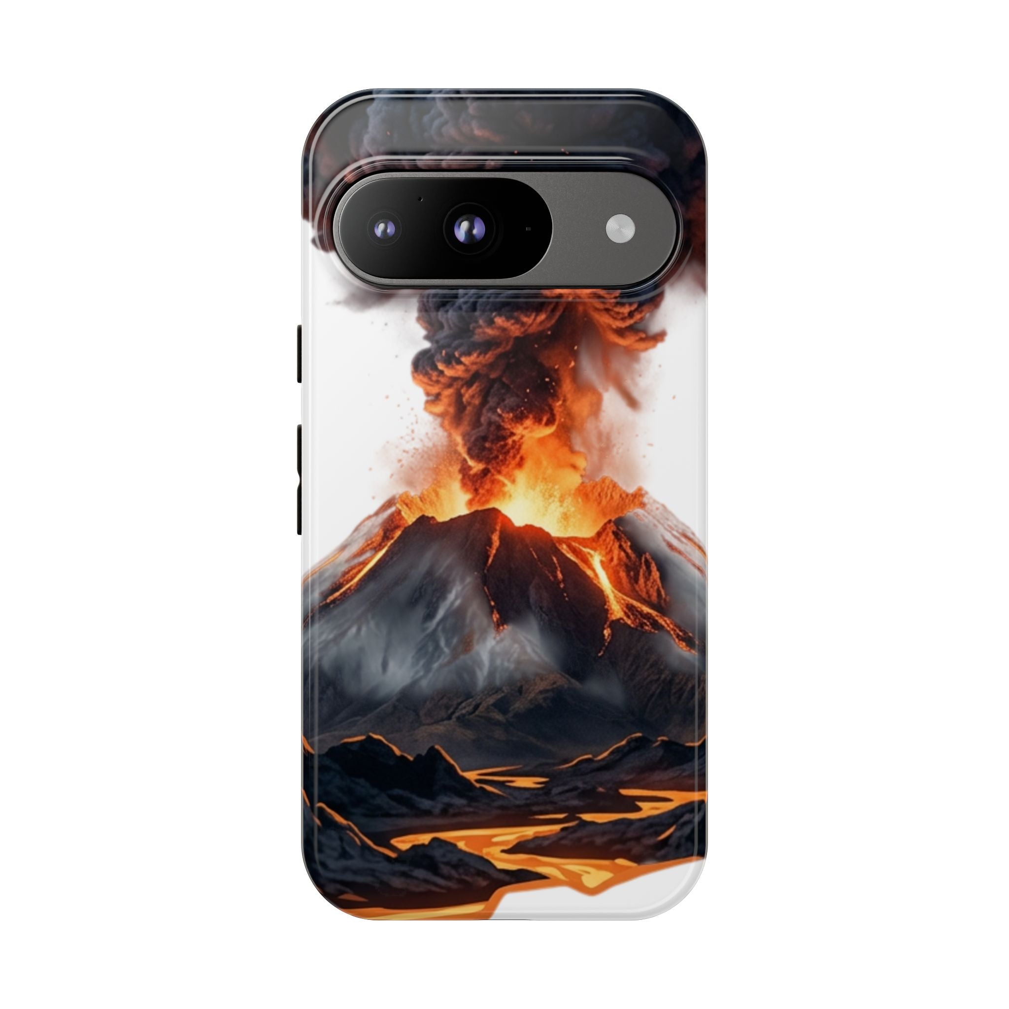 Volcano Eruption Tough Phone Case — Fiery Lava Protective Cover