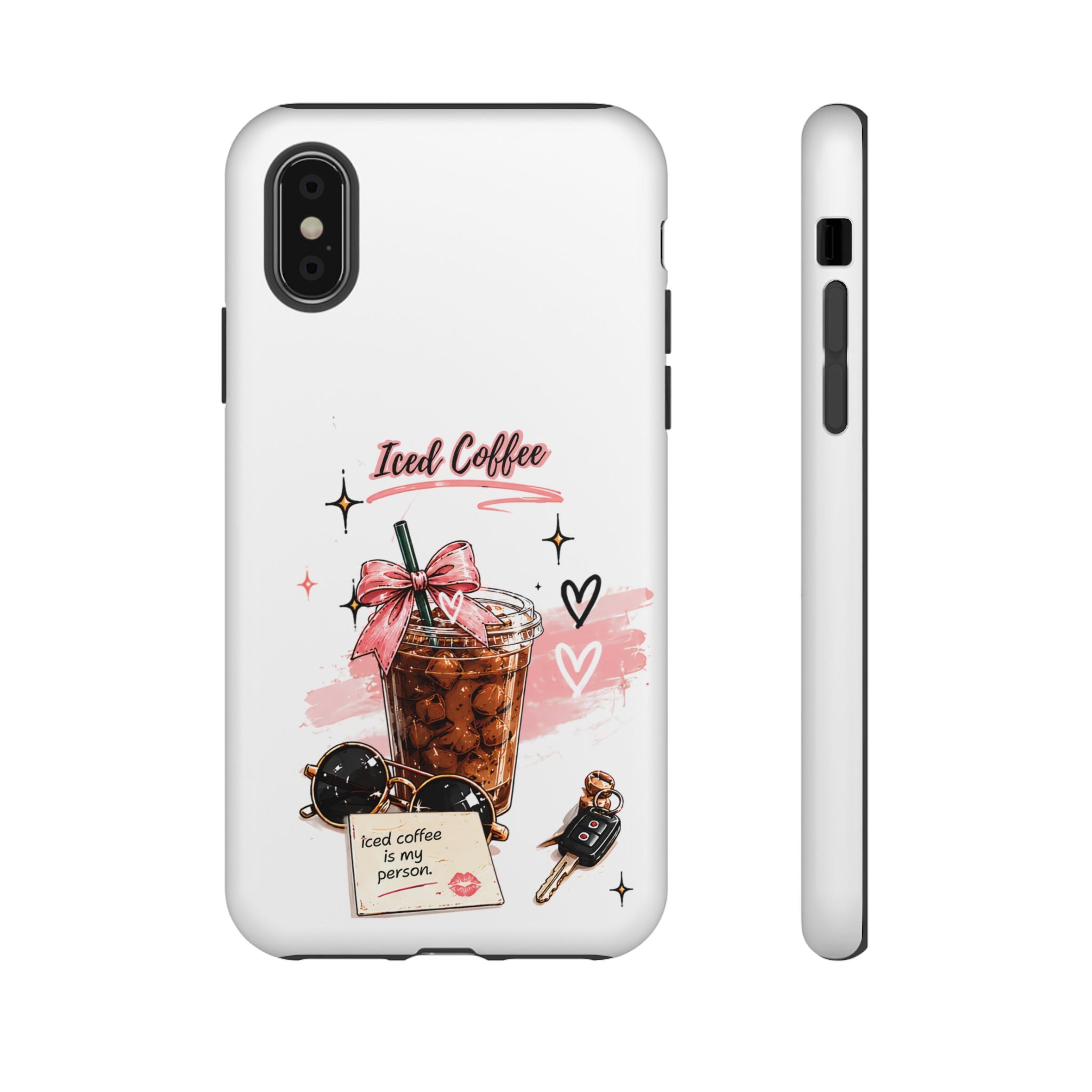 Iced Coffee Phone Case – Cute Pink Boba Design ("Iced coffee is my person")