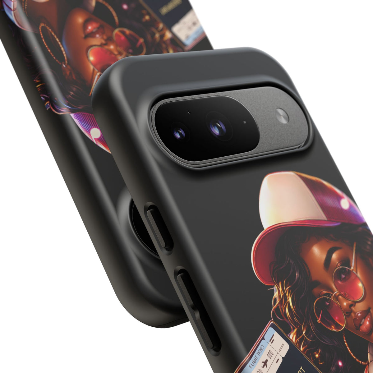 Tough Case – Stylized Urban Girl Phone Case with Headphones & Passport