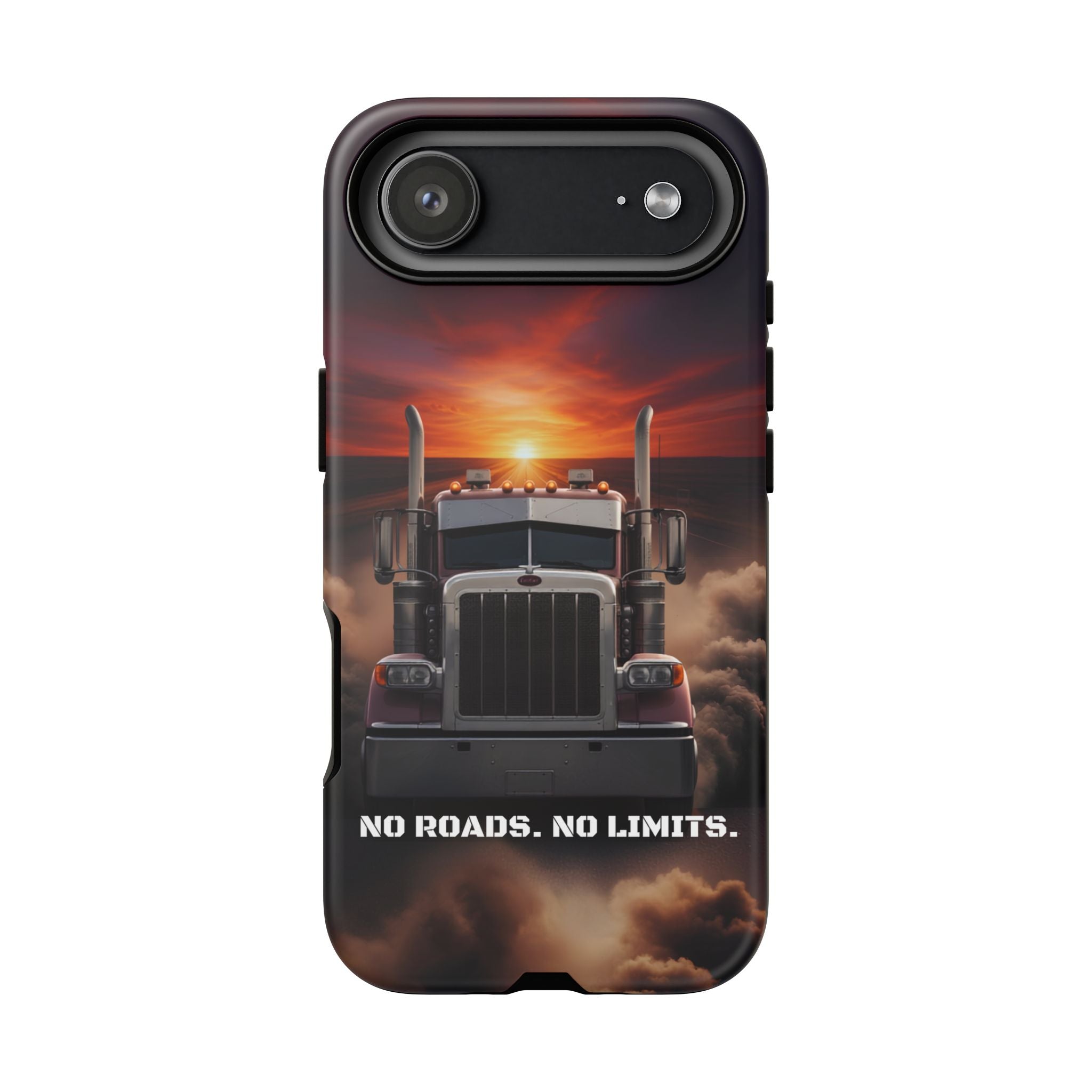 Truck Phone Case — "No Roads. No Limits." Sunset Semi Truck Protective Case