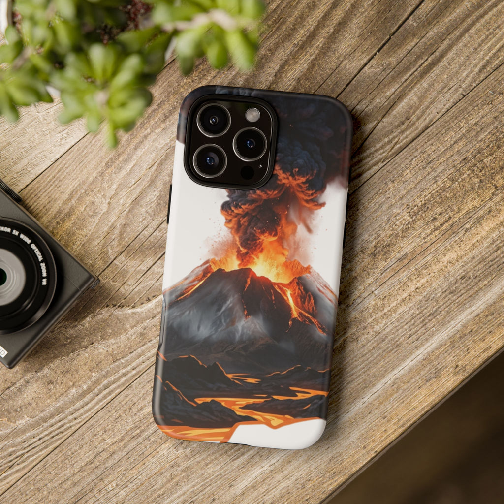 Volcano Eruption Tough Phone Case — Fiery Lava Protective Cover