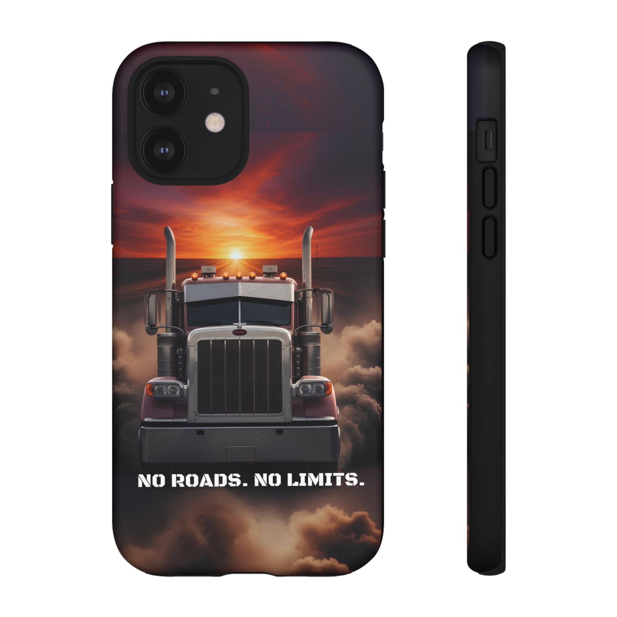 Truck Phone Case — "No Roads. No Limits." Sunset Semi Truck Protective Case