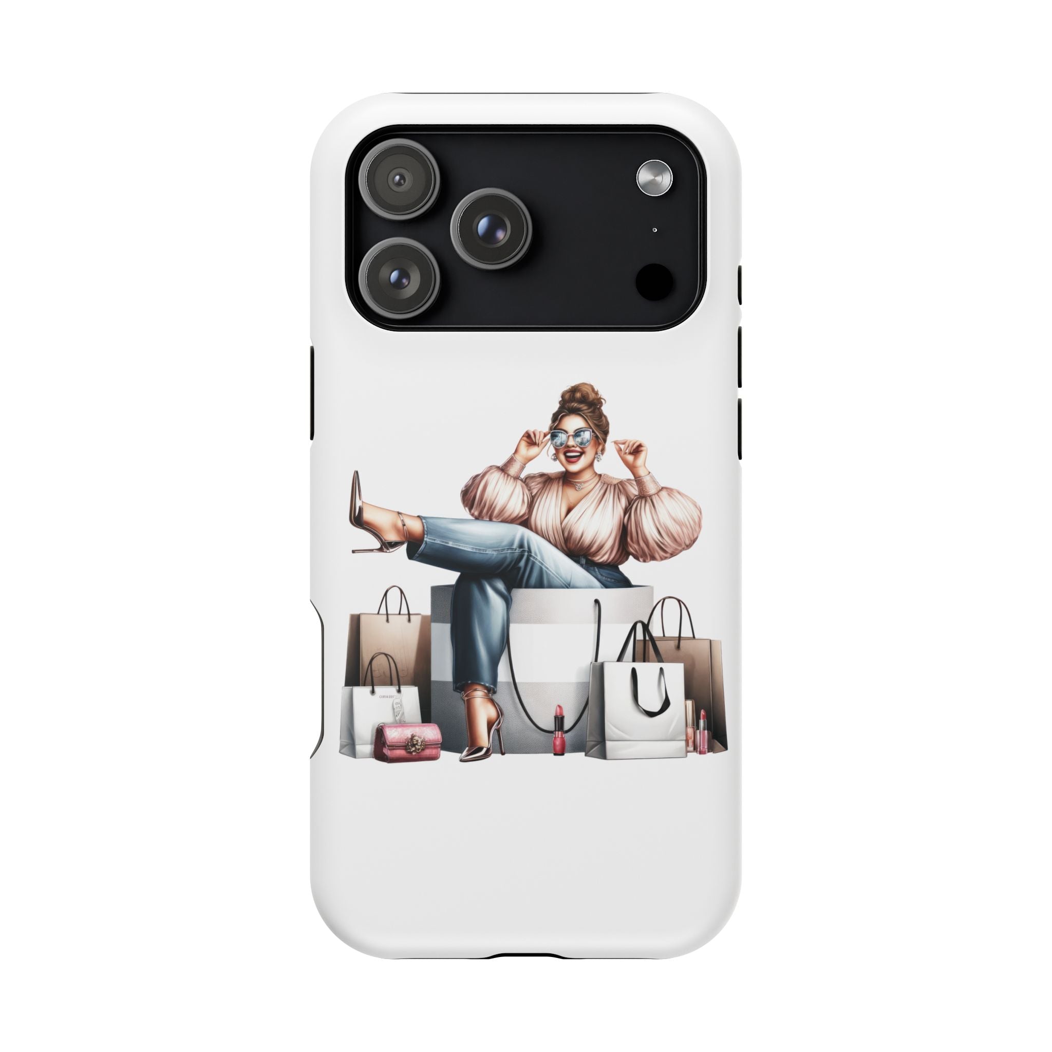 Magnetic Impact-Resistant Case — Luxury Shopper Goddess on Clouds Phone Cover