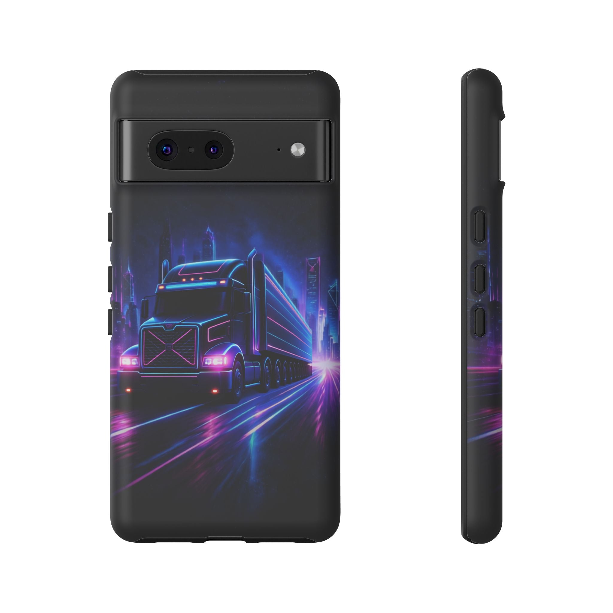 Neon Retro Rig Phone Case — Trucker Semi Truck Nightscape Protective Case