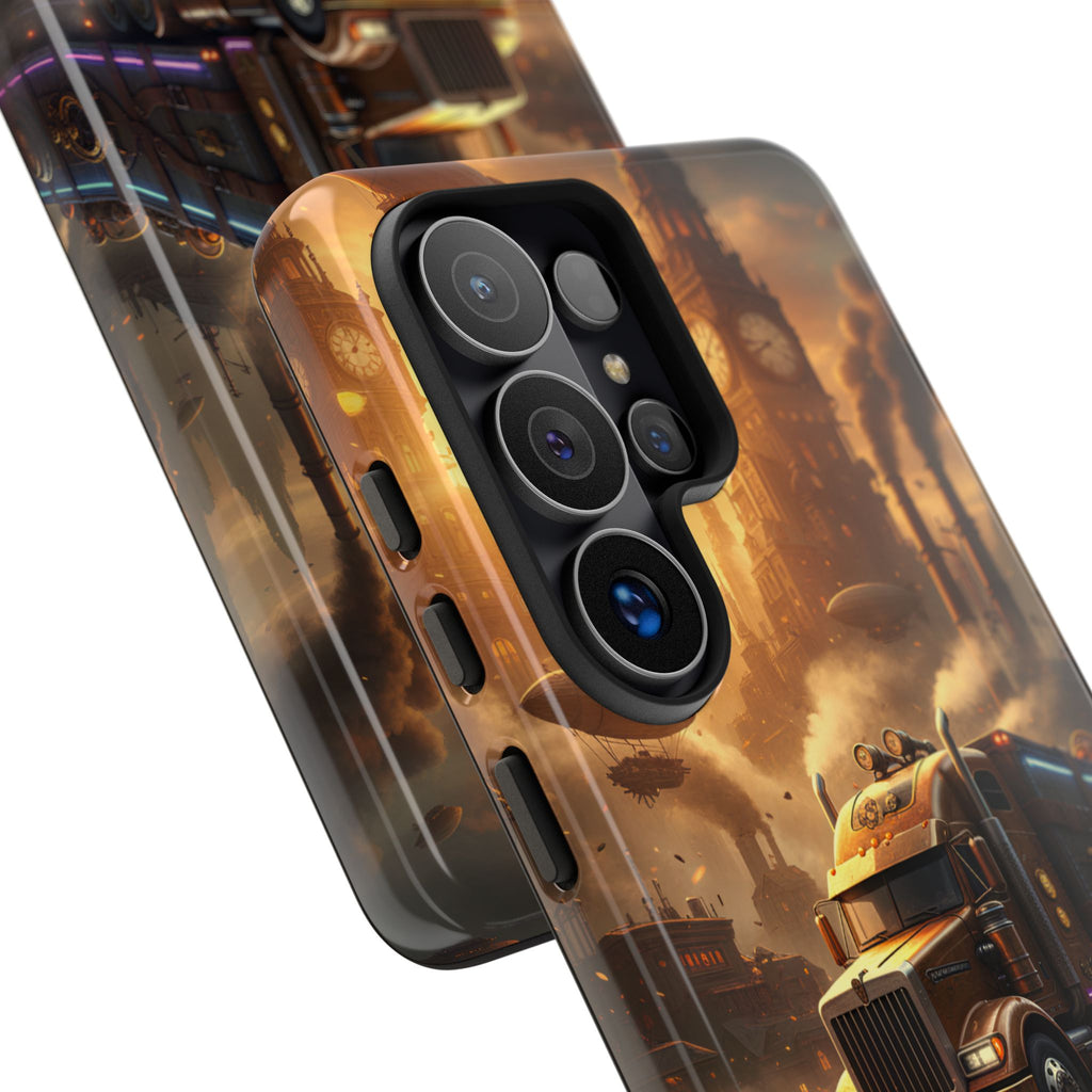 Steampunk Freightliner Phone Case — Rugged Trucking Cityscape iPhone Cover
