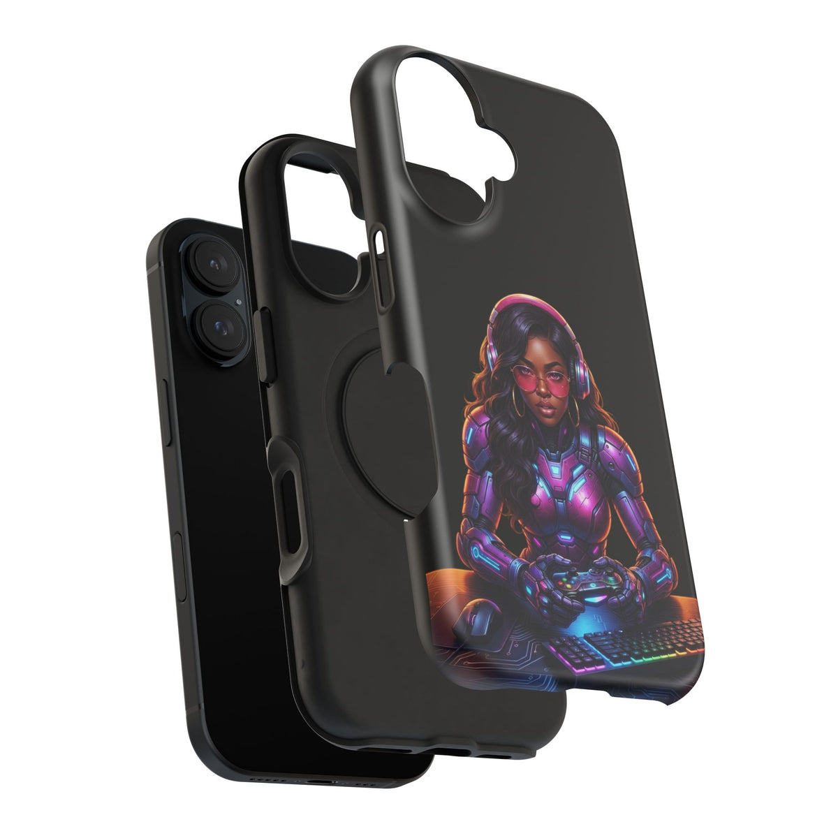 Gamer Girl Cyber Armor Phone Case — Impact‑Resistant Protective Cover