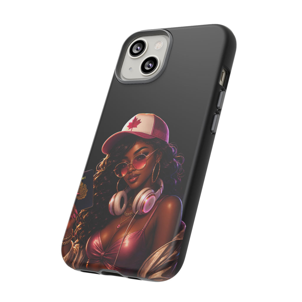 Phone Case - Cool Urban Woman with Headphones & Maple Hat