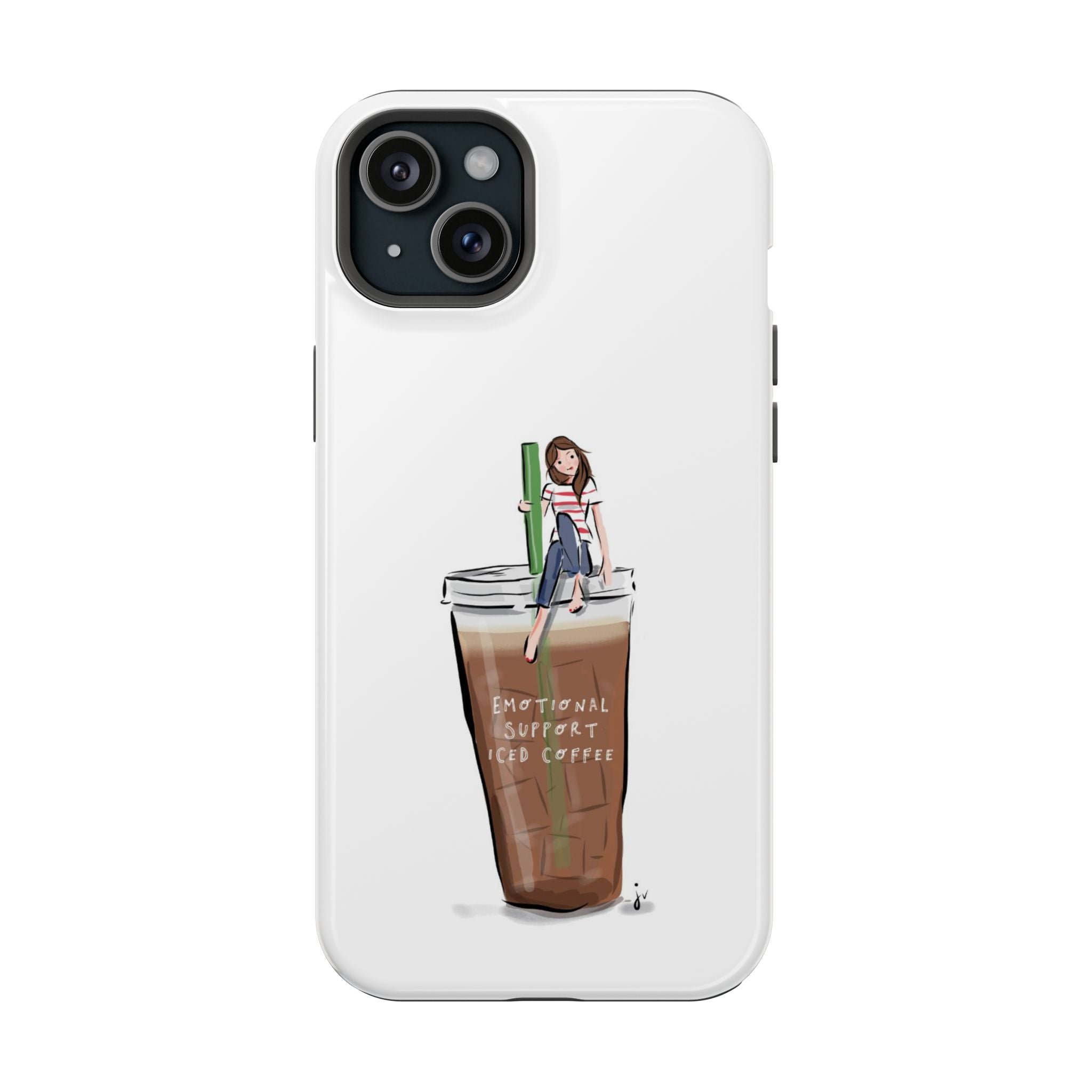 Iced Coffee & Me Phone Case — Cute Illustration 'Emotional Support Iced Coffee' Impact-Resistant Case