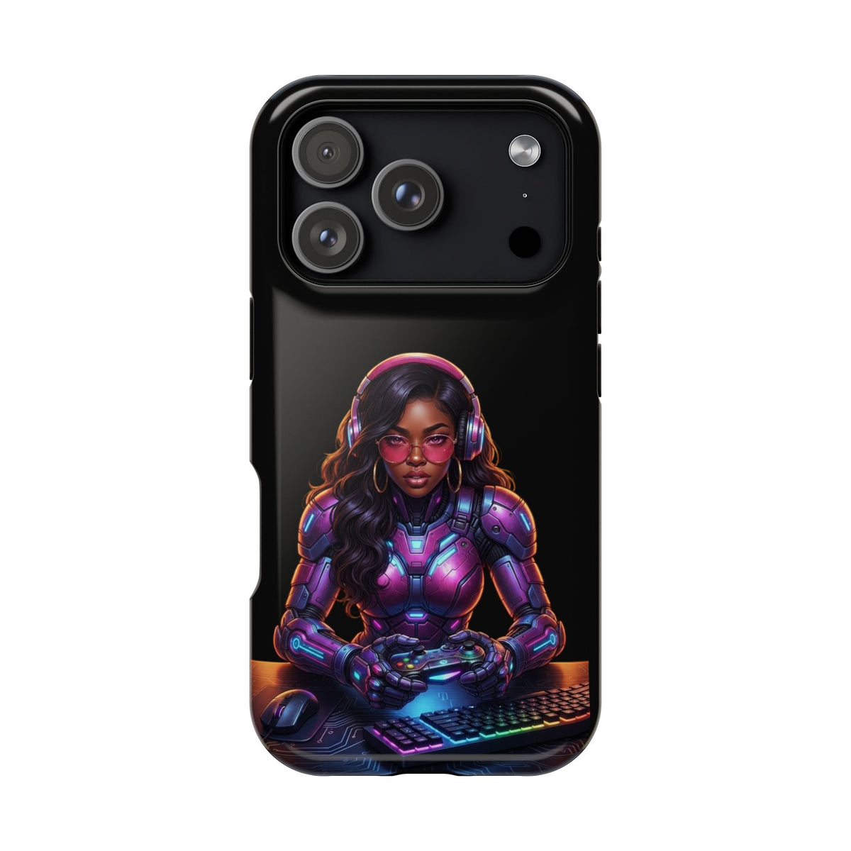Gamer Girl Cyber Armor Phone Case — Impact‑Resistant Protective Cover