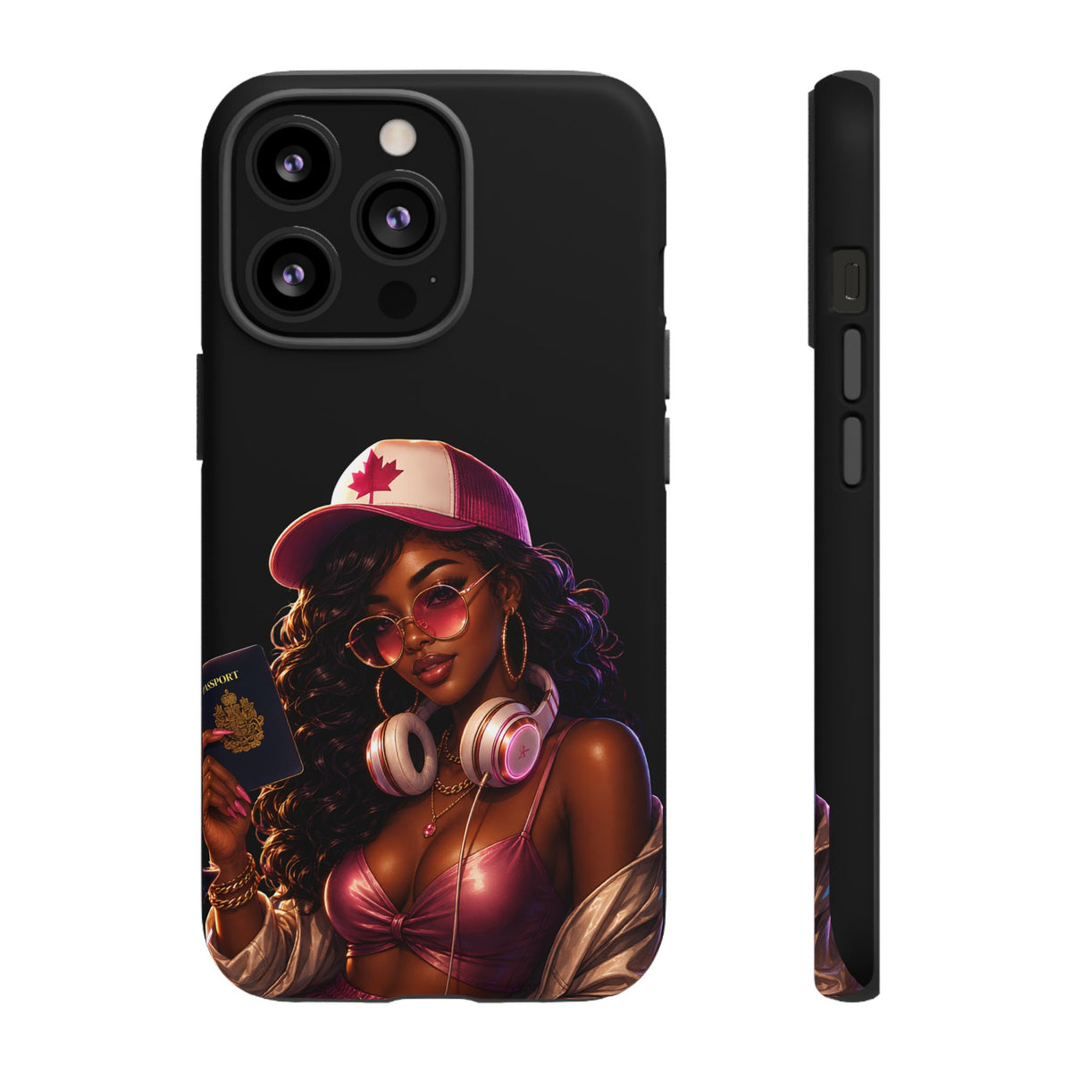 Phone Case - Cool Urban Woman with Headphones & Maple Hat