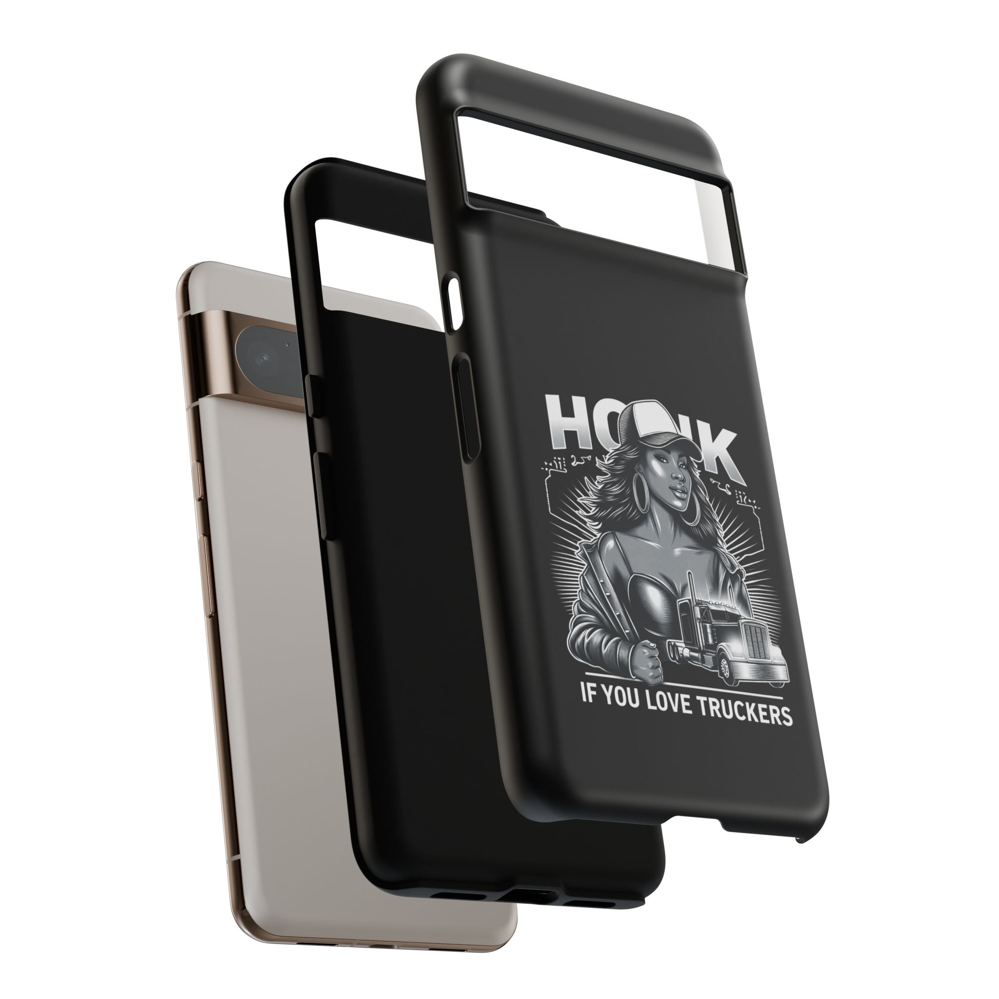Phone Case — 'Honk' Trucker Girl Retro Semi Truck Protective Case