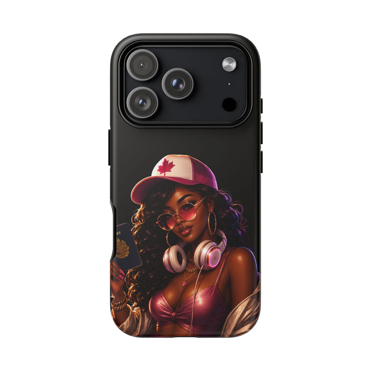 Phone Case - Cool Urban Woman with Headphones & Maple Hat