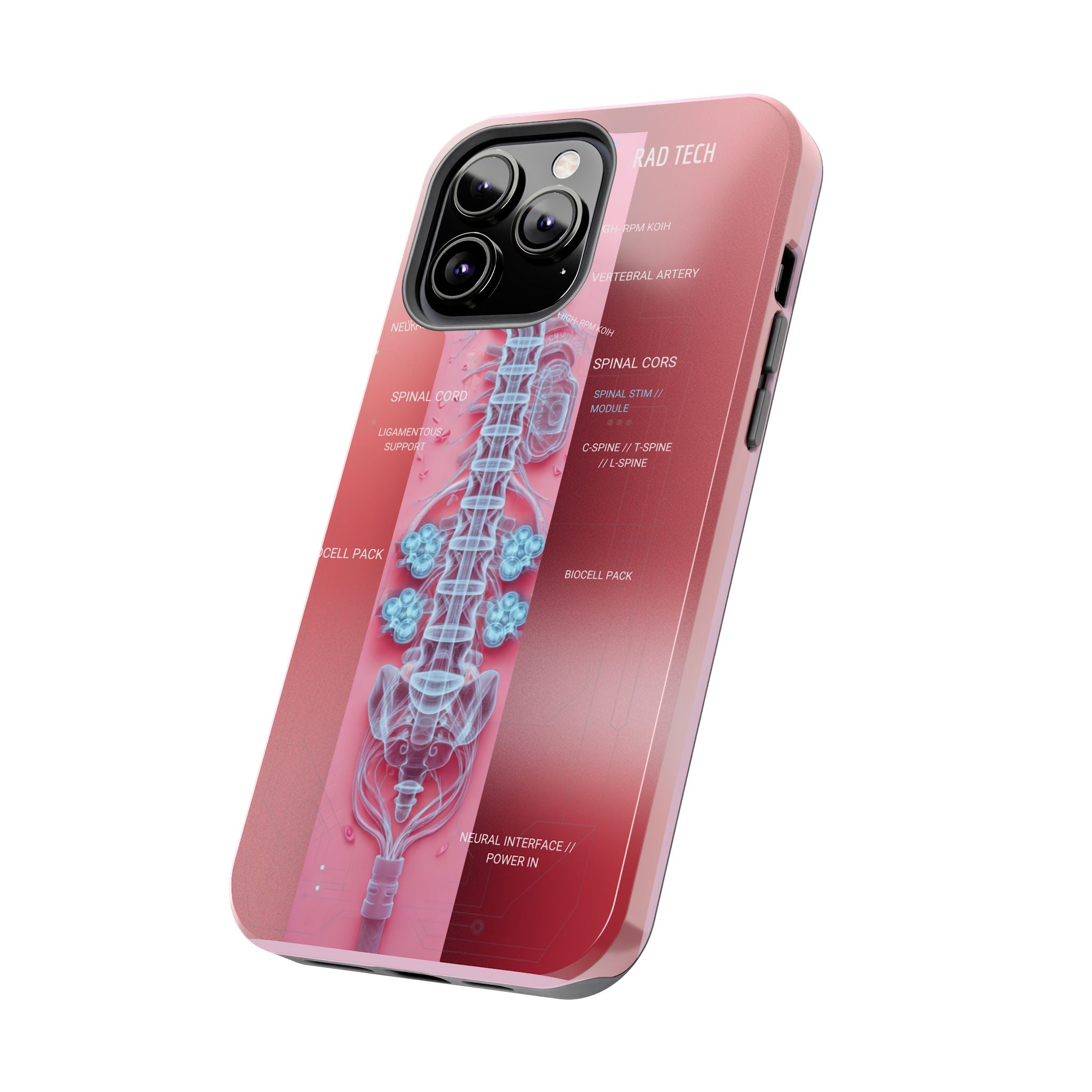 Anatomical Spine Tough Phone Case — Medical X-Ray Design, ‘Spinal Cord’ Labelled