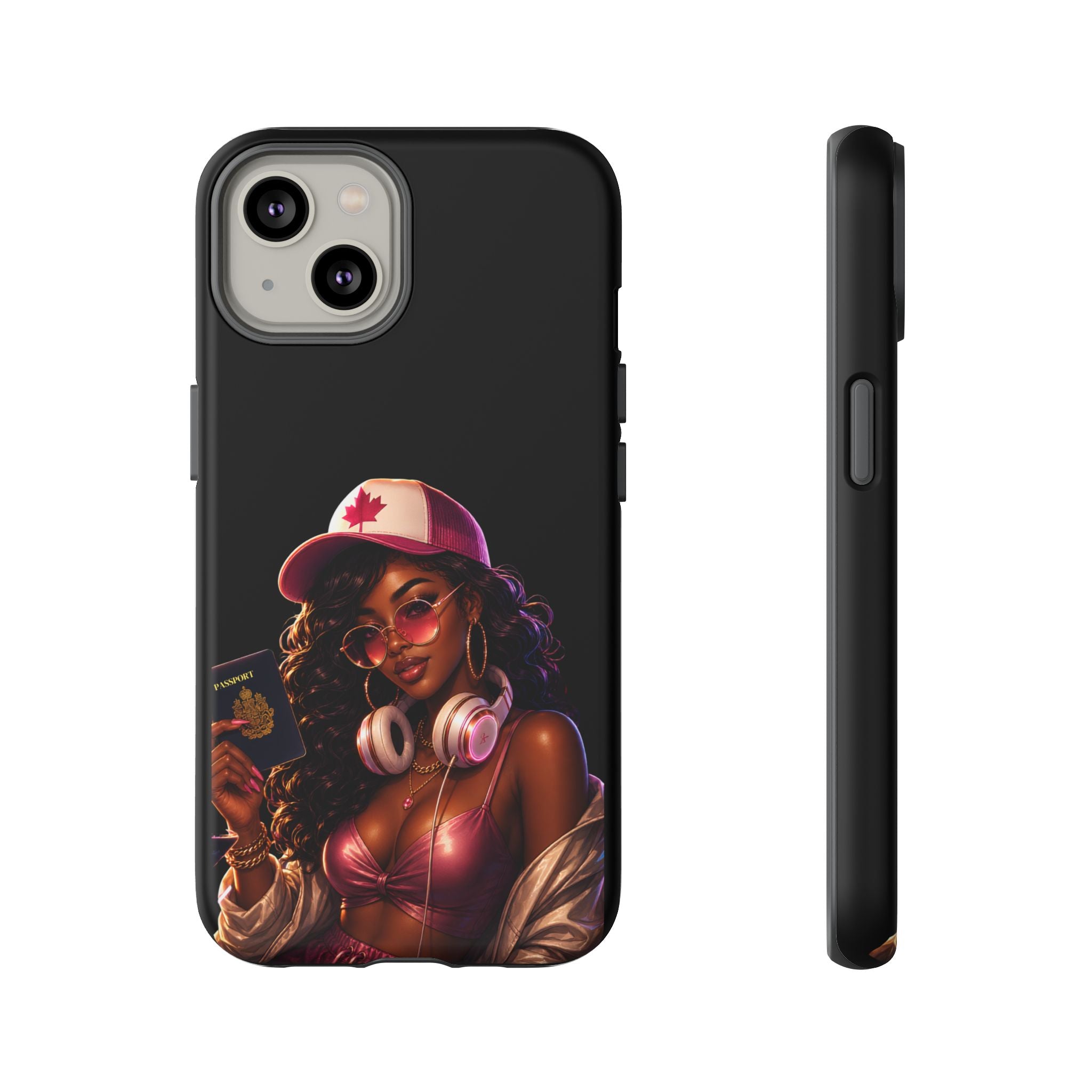 Phone Case — Stylish Urban Woman Design with Maple Cap