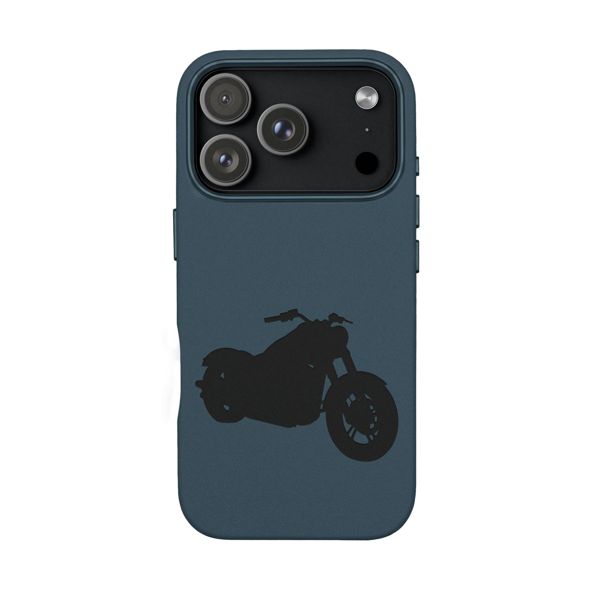 Engraved PU Leather Phone Case — Motorcycle Silhouette
