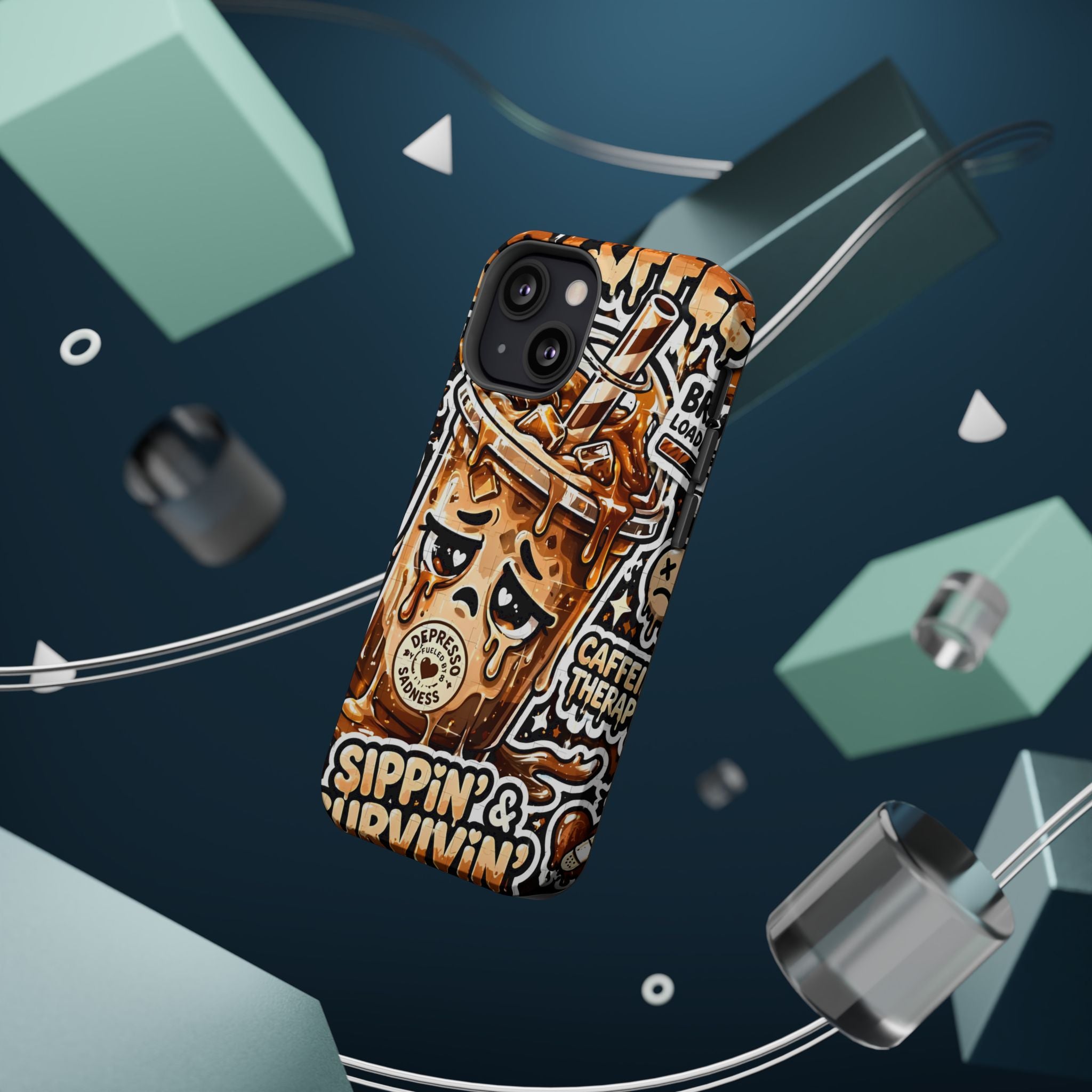 Iced Coffee Phone Case — “Sippin' & Survivin'” Magnetic Impact-Resistant Case