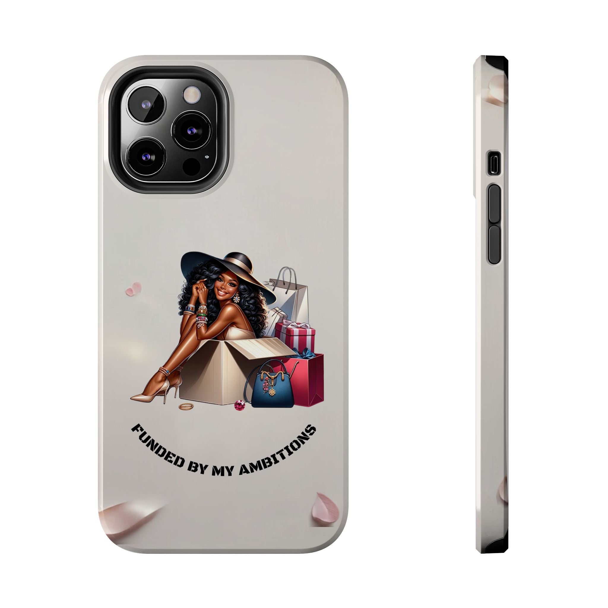 Chic Shopper Tough Phone Case — Stylish Black Woman with Shopping Bags