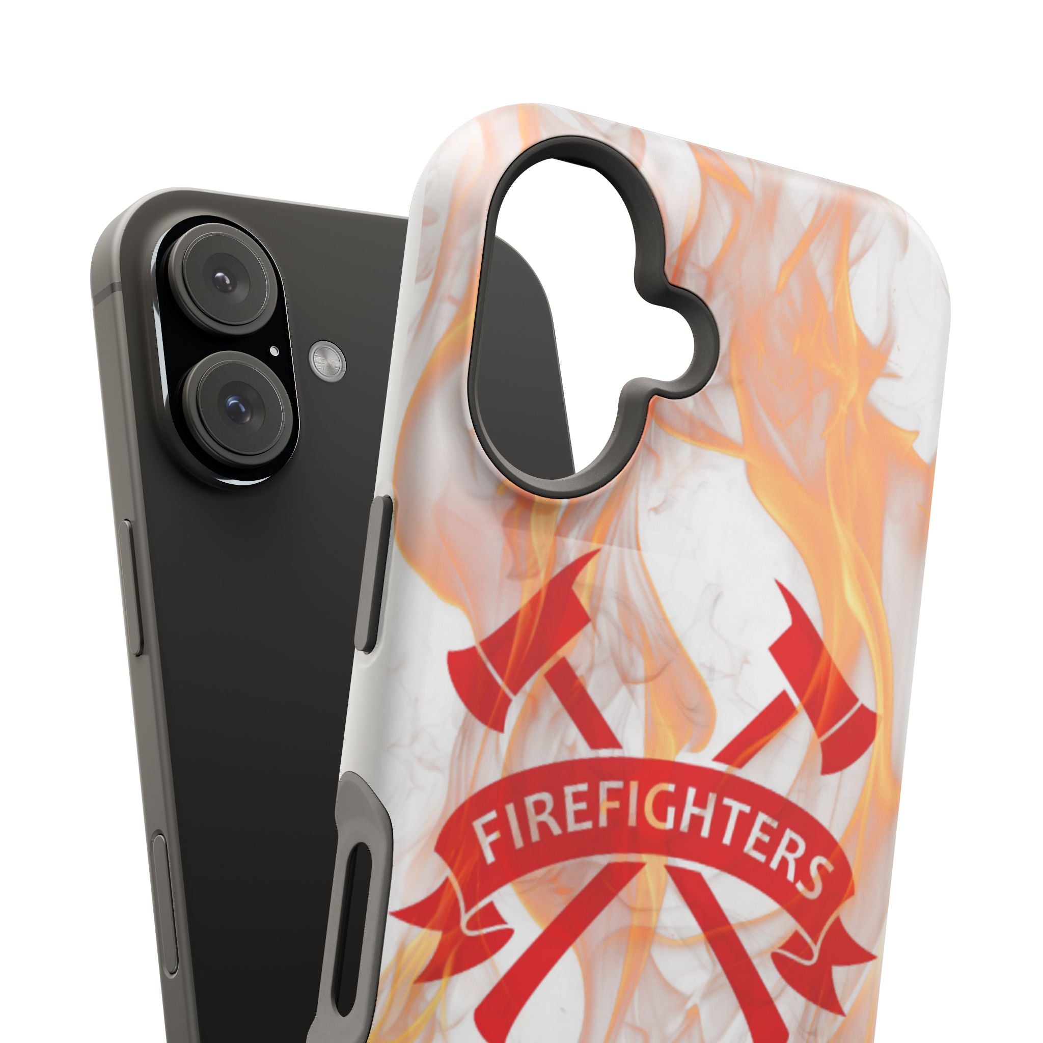 Firefighters Magnetic Impact-Resistant Phone Case — Flame Design with Maltese Cross