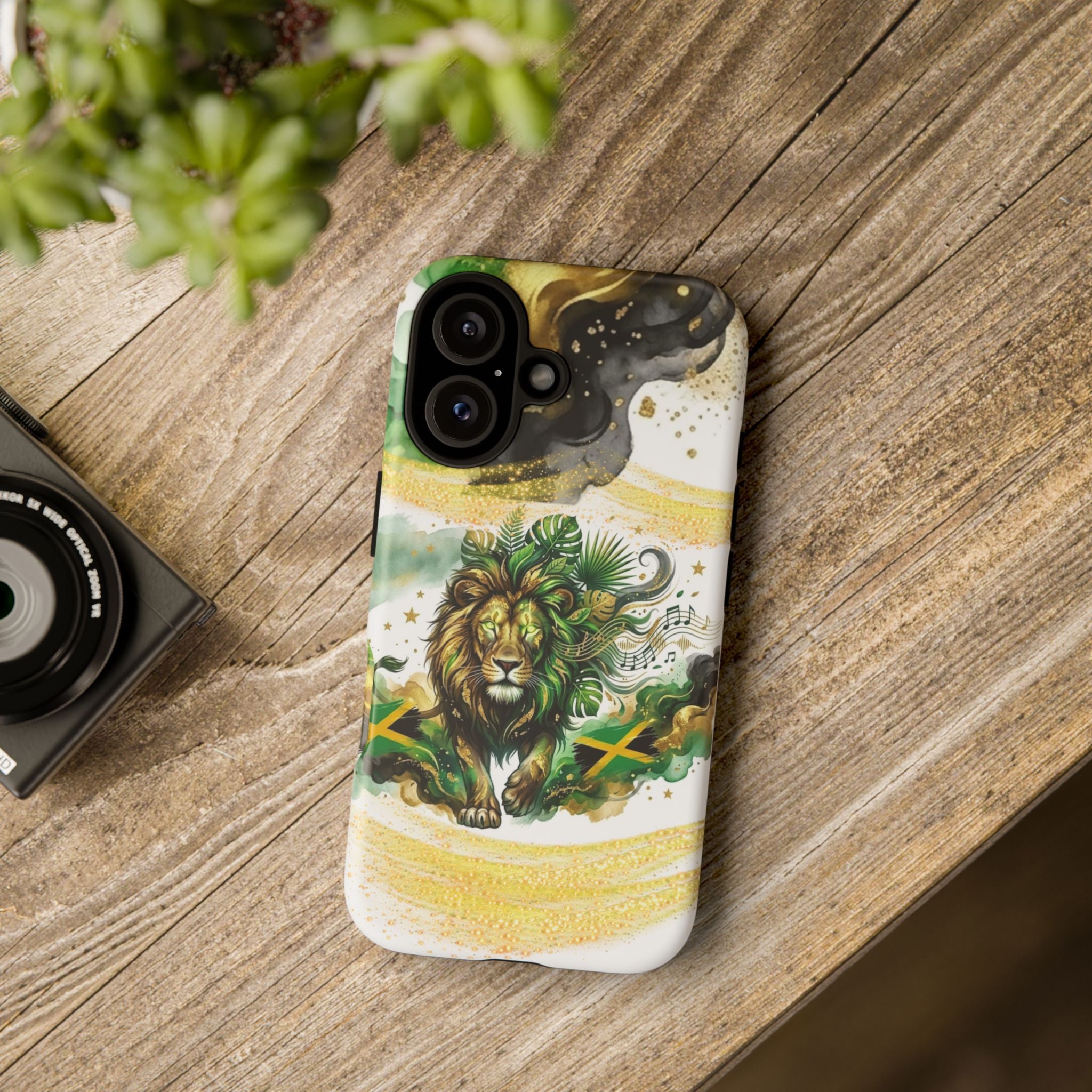 Reggae Lion Phone Case — Jamaican Flag Rasta Art Tough Phone Cover