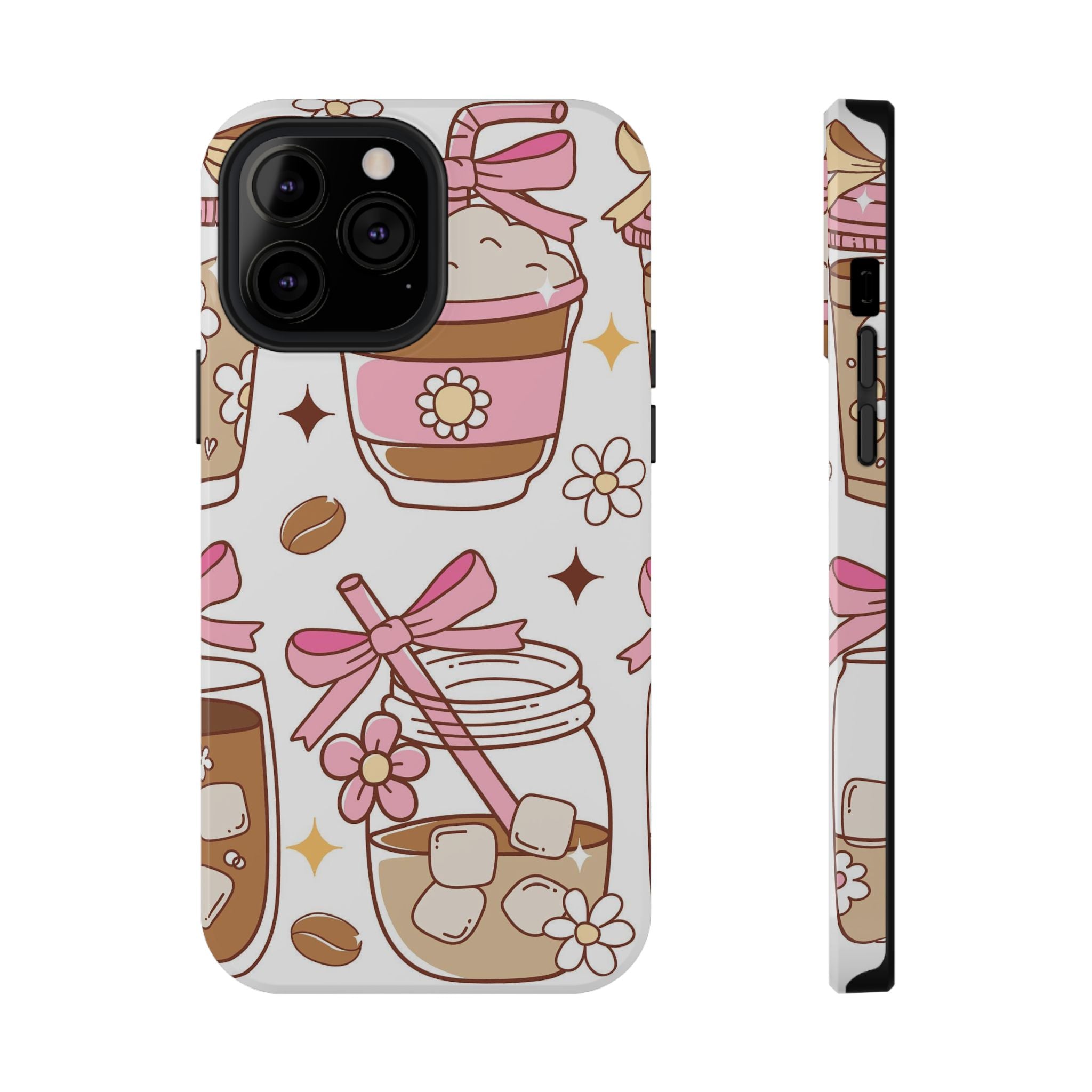 Cute Pink Coffee & Latte Pattern Impact Phone Case