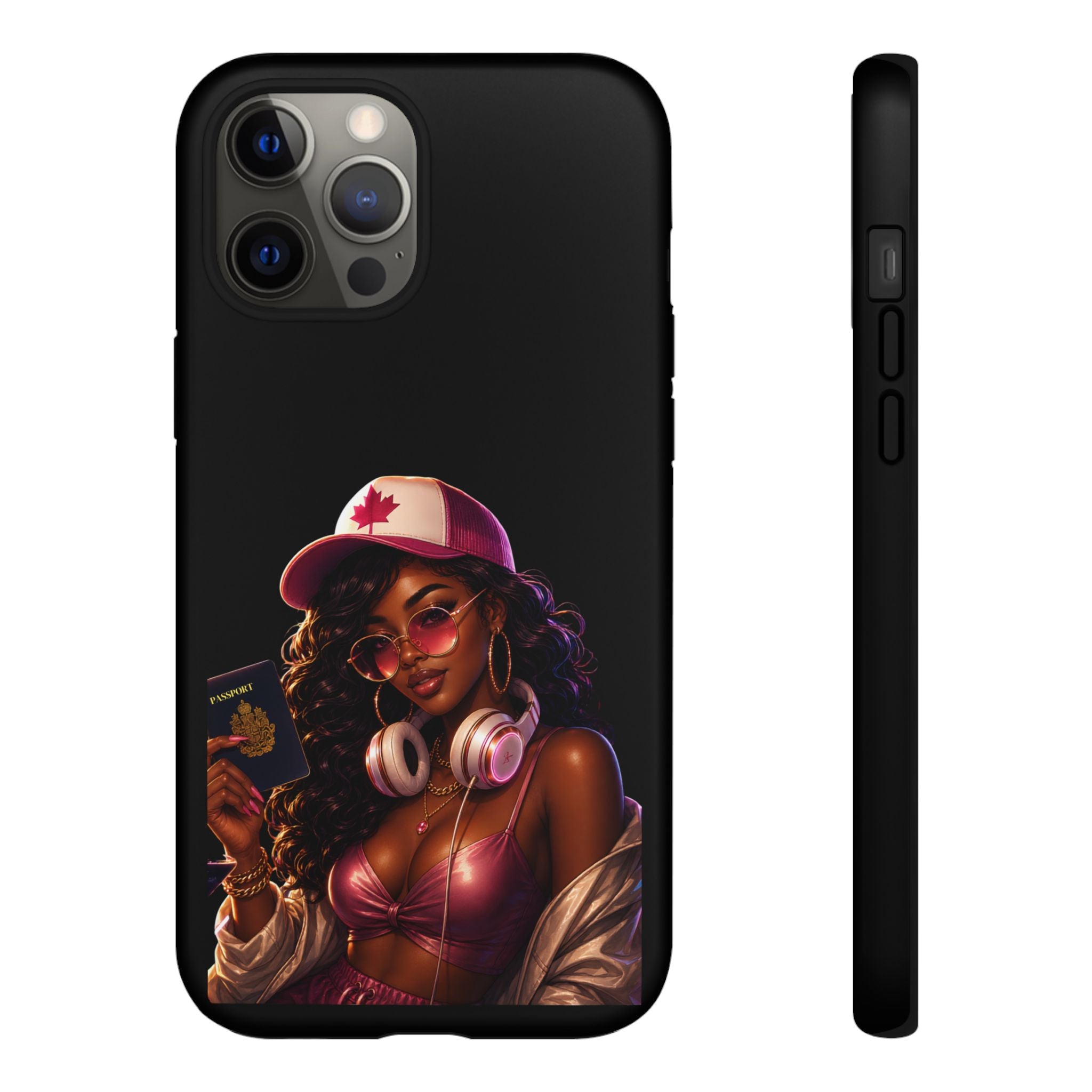 Phone Case — Stylish Urban Woman Design with Maple Cap