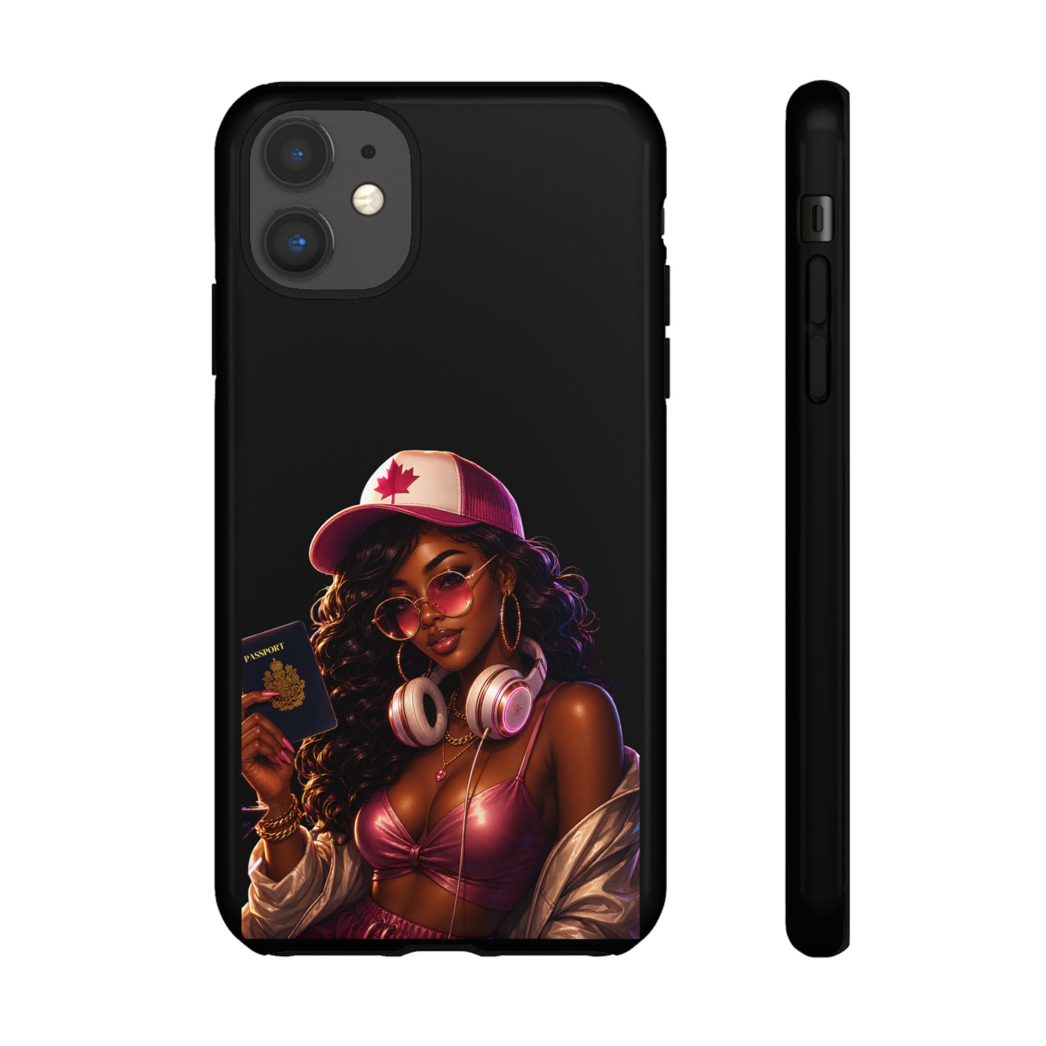 Phone Case — Stylish Urban Woman Design with Maple Cap