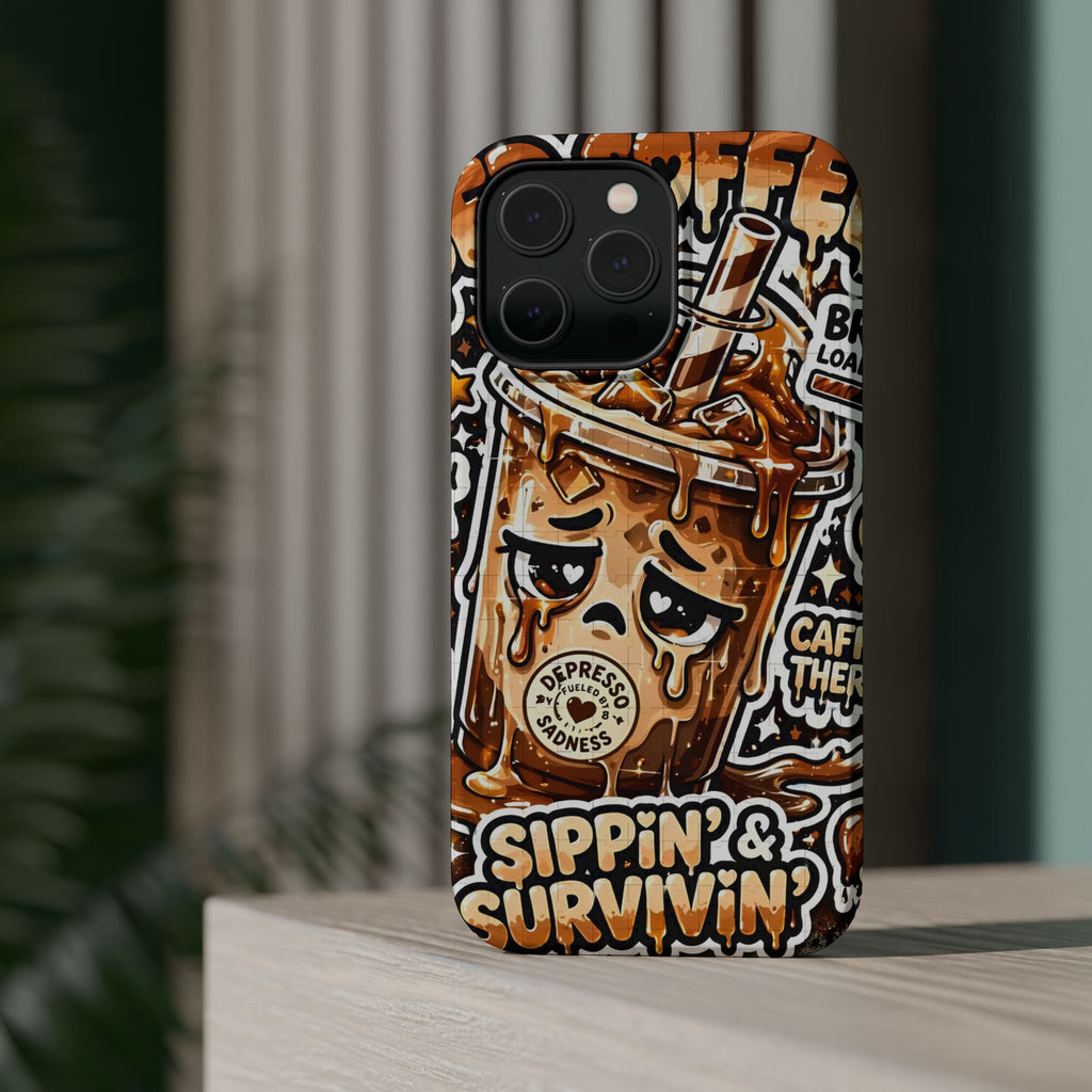 Iced Coffee Phone Case — “Sippin' & Survivin'” Magnetic Impact-Resistant Case