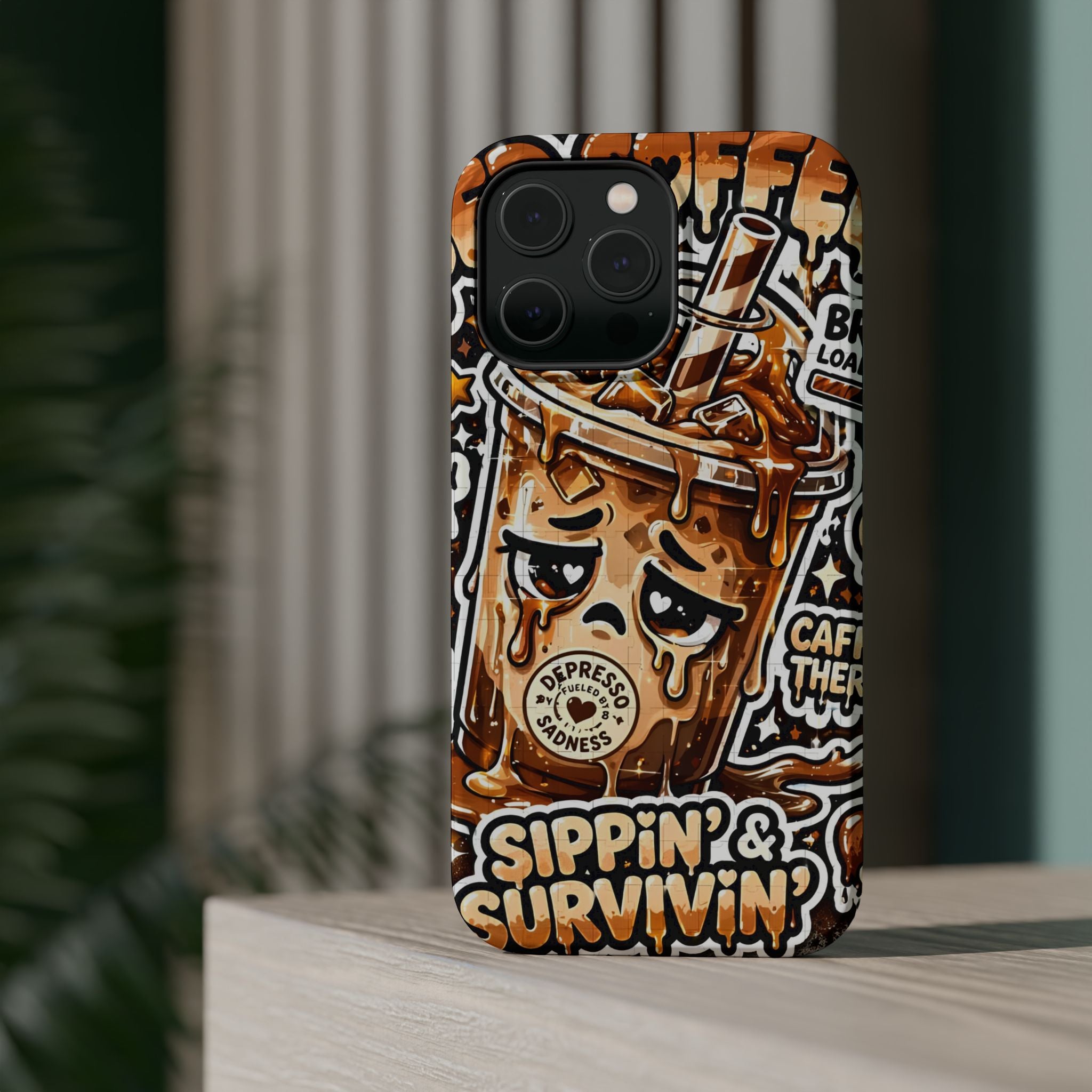 Iced Coffee Phone Case — “Sippin' & Survivin'” Magnetic Impact-Resistant Case