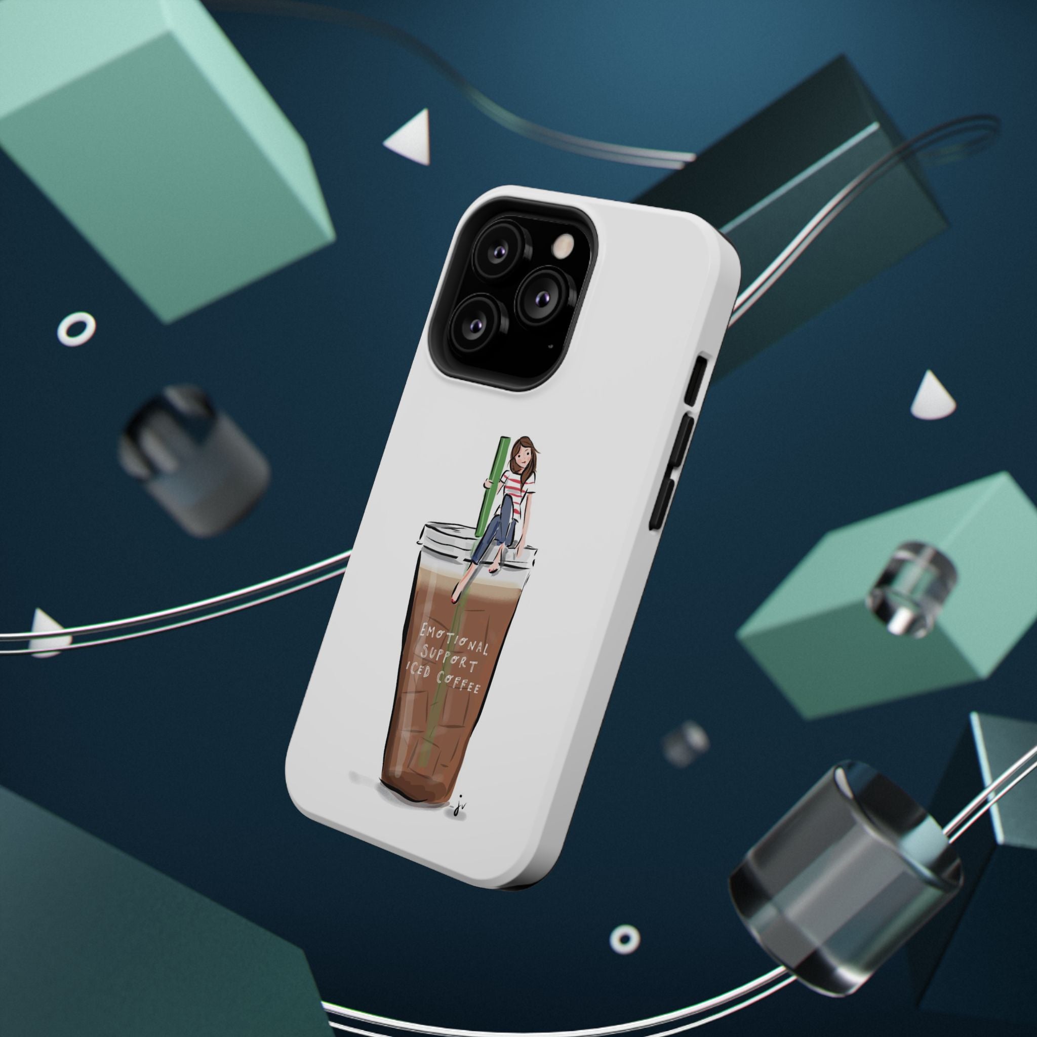 Iced Coffee & Me Phone Case — Cute Illustration 'Emotional Support Iced Coffee' Impact-Resistant Case