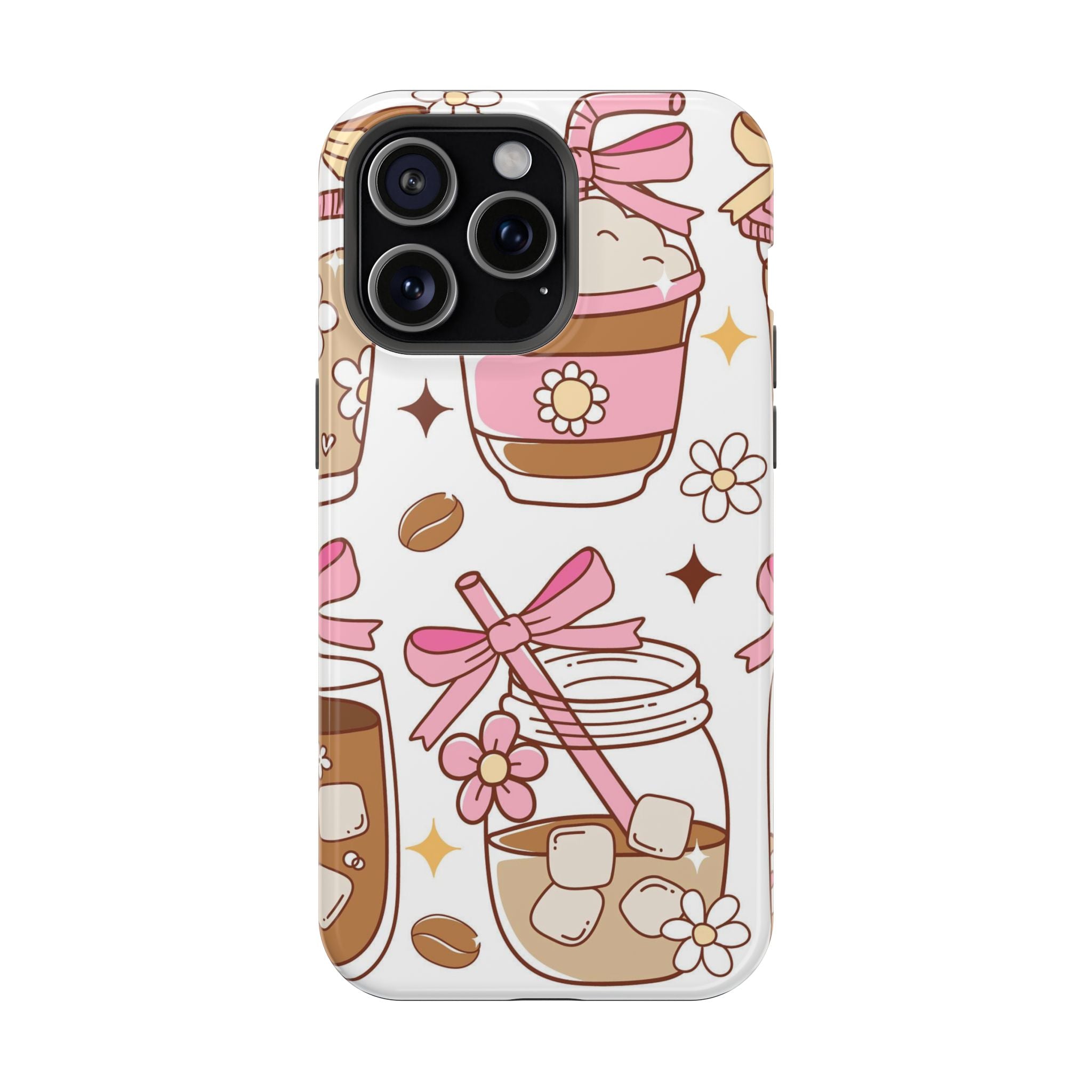 Cute Pink Coffee & Latte Pattern Impact Phone Case