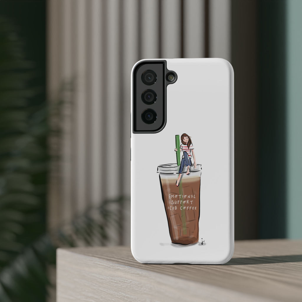 Iced Coffee & Me Phone Case — Cute Illustration 'Emotional Support Iced Coffee' Impact-Resistant Case