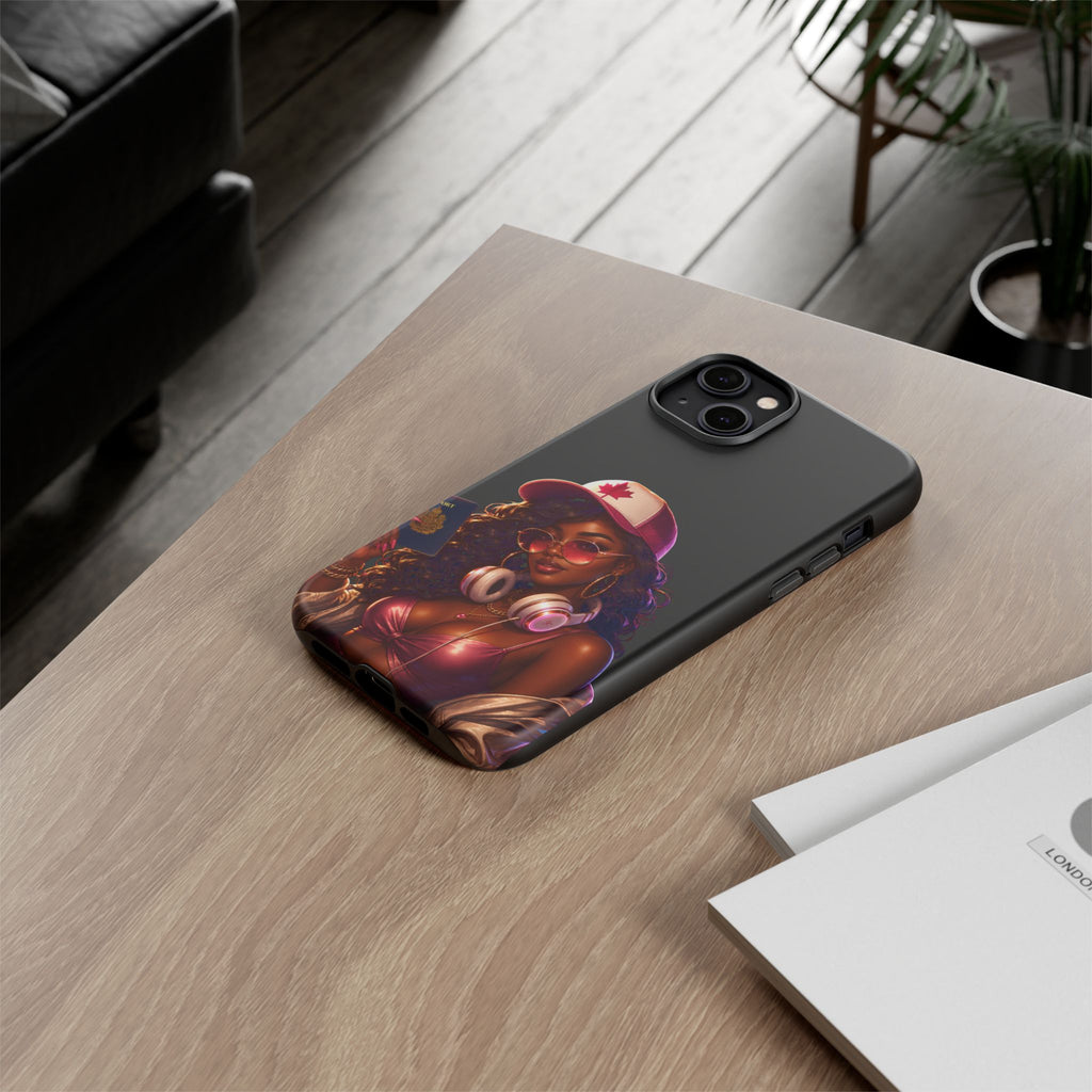 Phone Case - Cool Urban Woman with Headphones & Maple Hat
