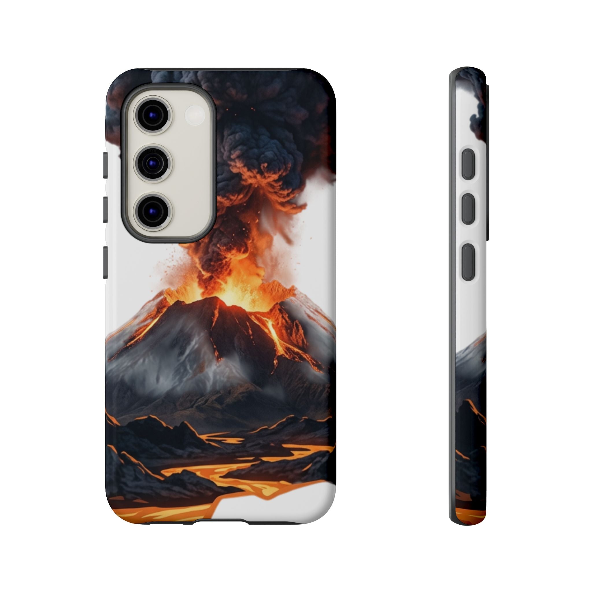 Volcano Eruption Tough Phone Case — Fiery Lava Protective Cover