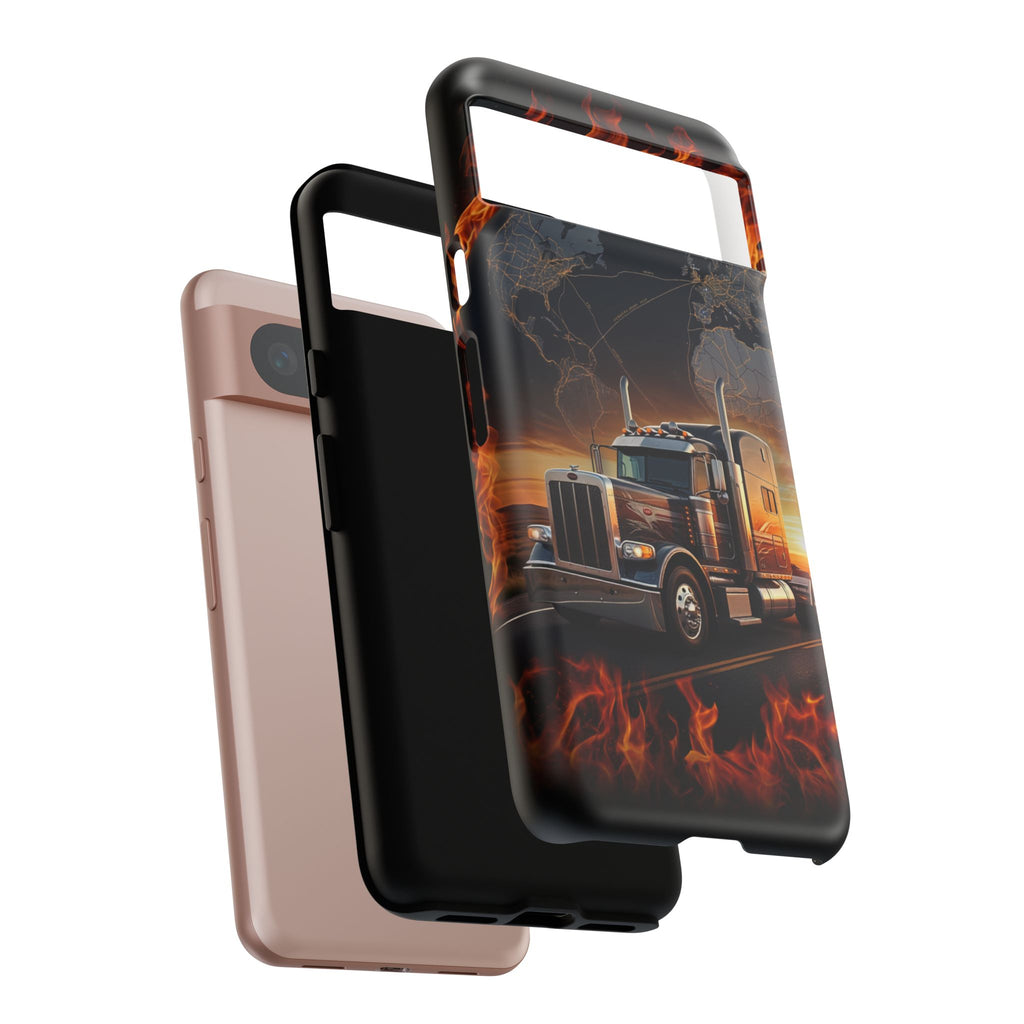 Truck Flames Phone Case — Bold Semi-Truck Globe Design
