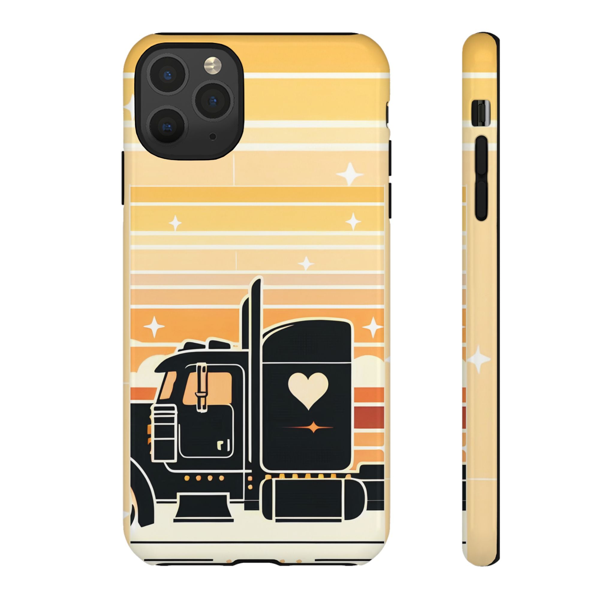 Trucker Heart Phone Case — Retro Semi Truck Protective Phone Cover