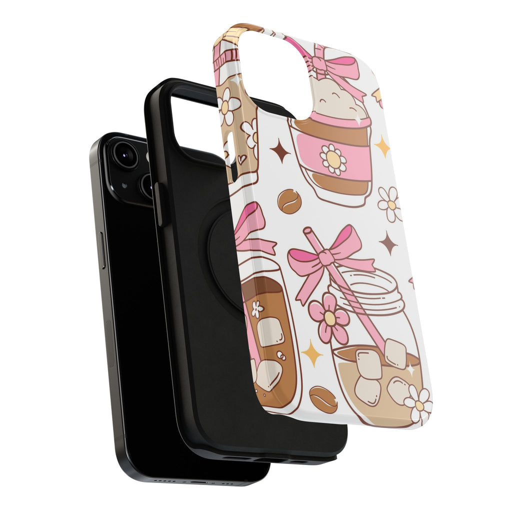 Cute Pink Coffee & Latte Pattern Impact Phone Case