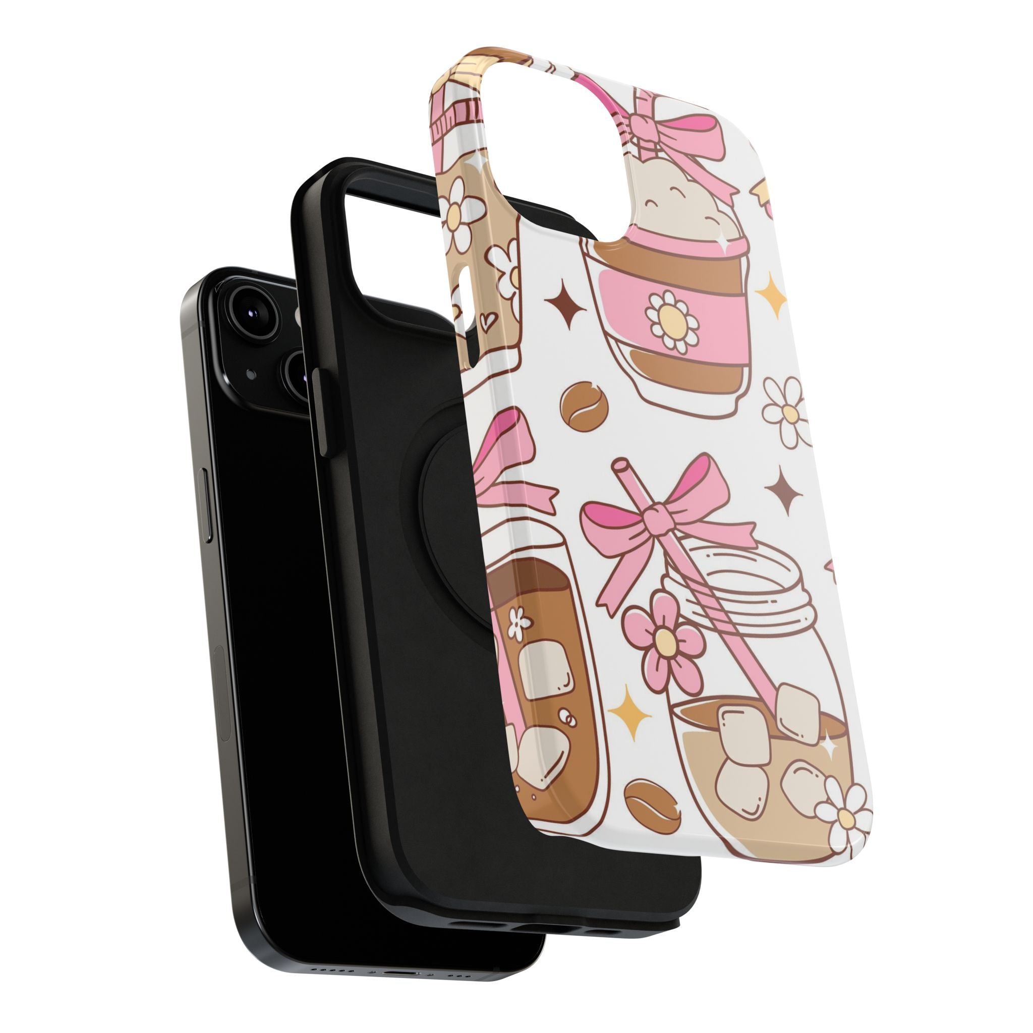 Cute Pink Coffee & Latte Pattern Impact Phone Case