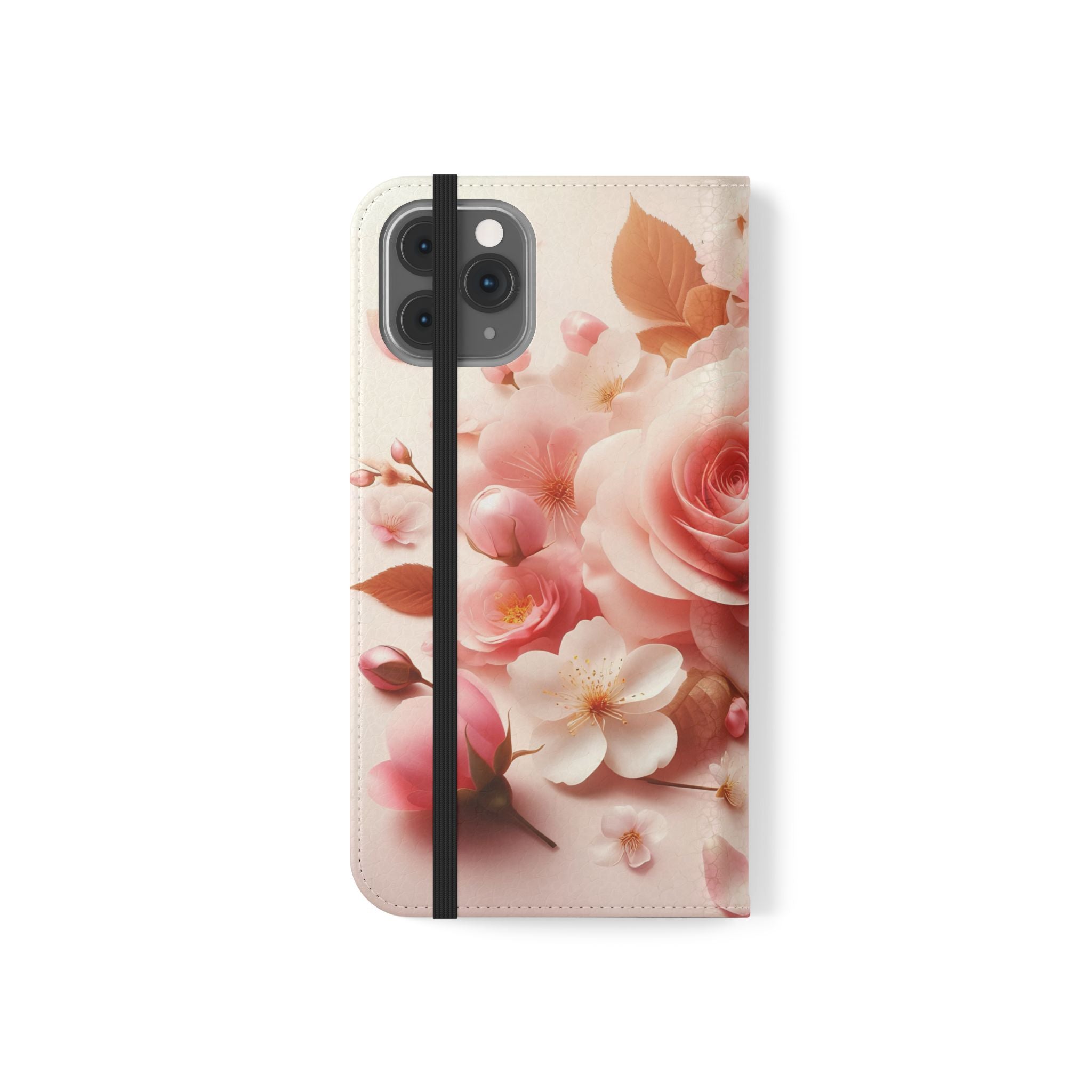 Floral Rose Flip Case — Pink Blossom Wallet Phone Cover