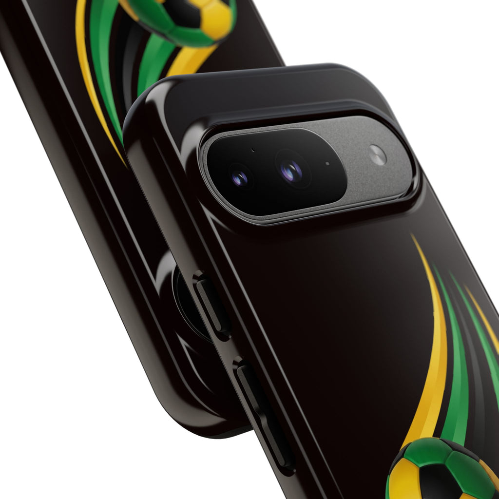 Soccer Comet Tough Phone Case – Green & Yellow Football Design
