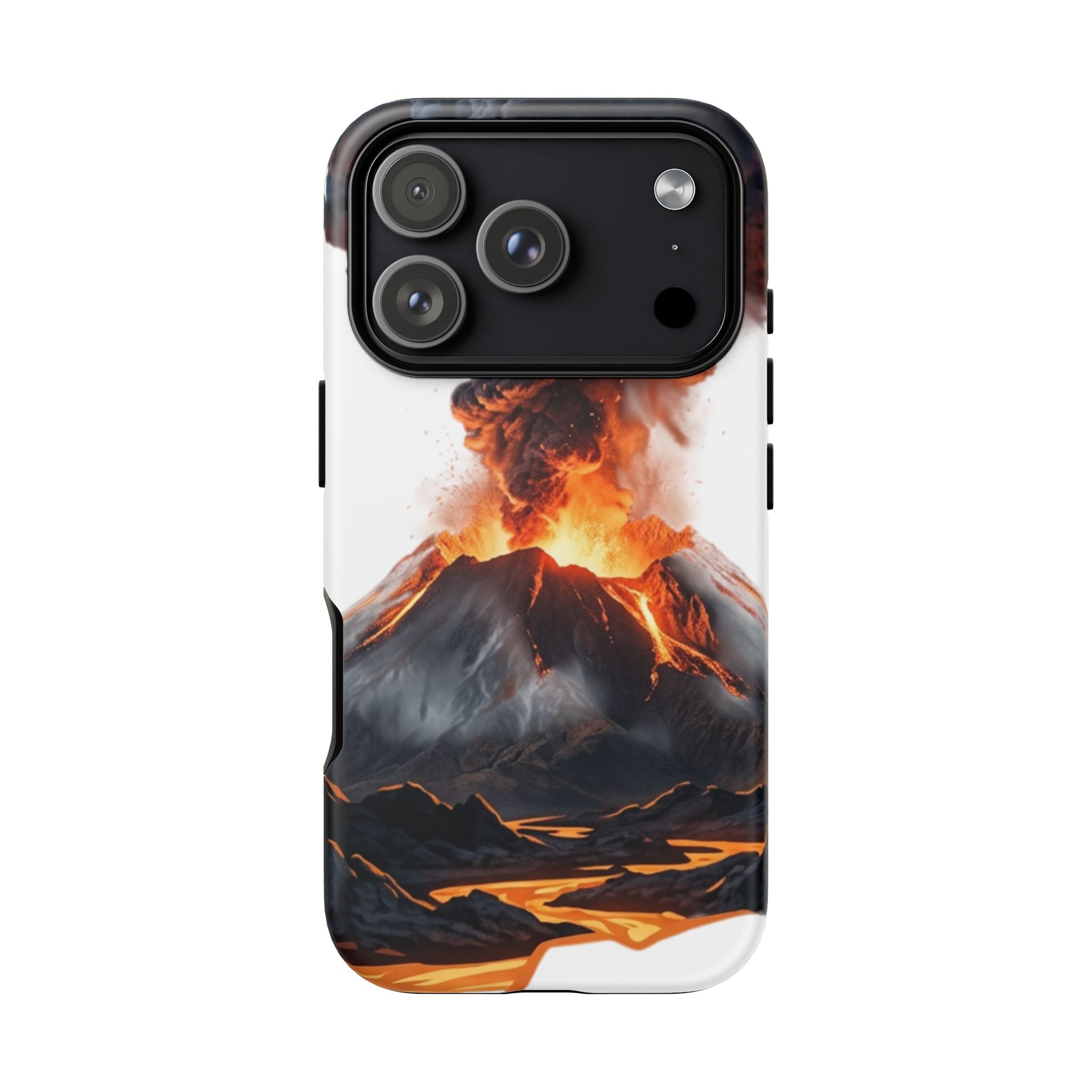 Volcano Eruption Tough Phone Case — Fiery Lava Protective Cover
