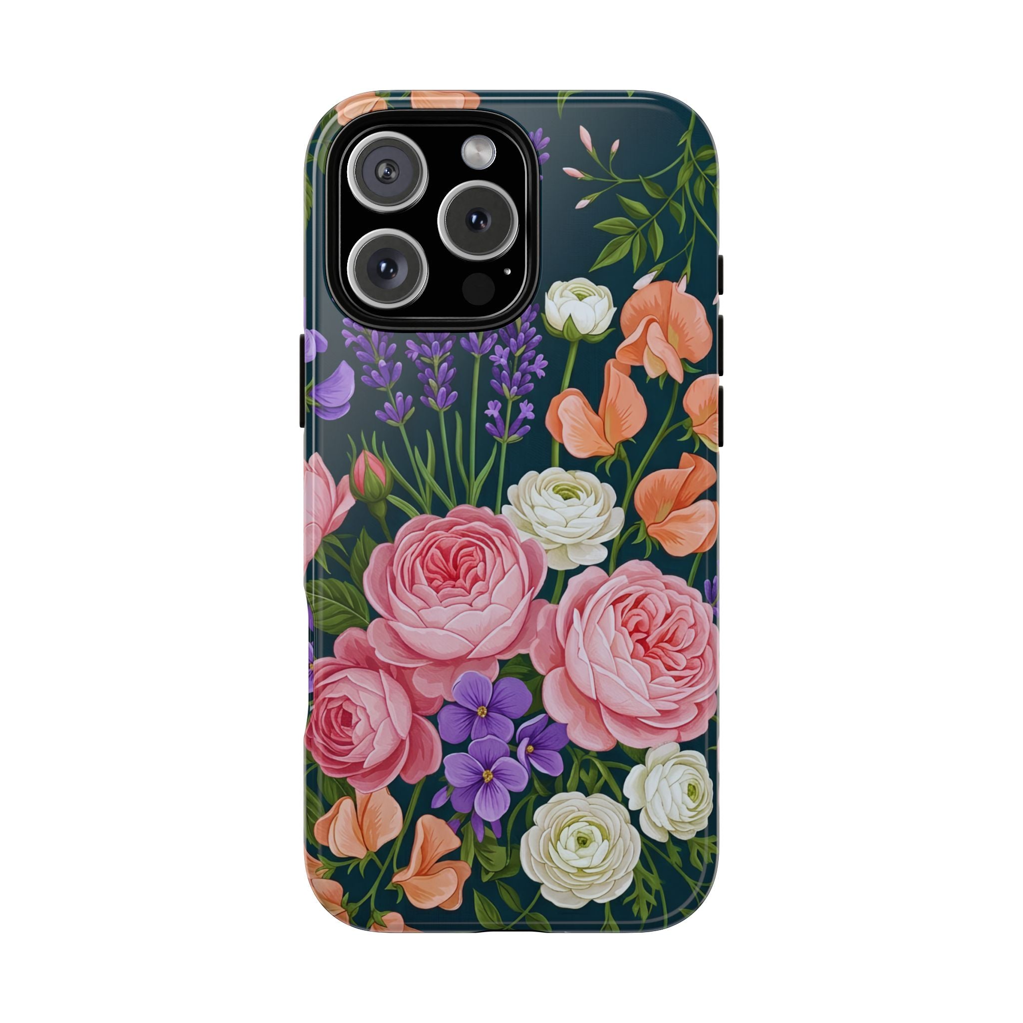 Floral Bouquet Phone Case — Vintage Roses & Lavender Protective Cover