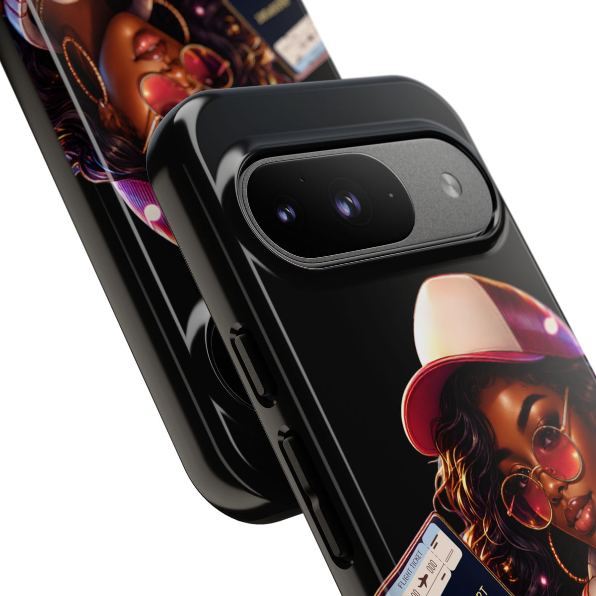 Tough Case – Stylized Urban Girl Phone Case with Headphones & Passport
