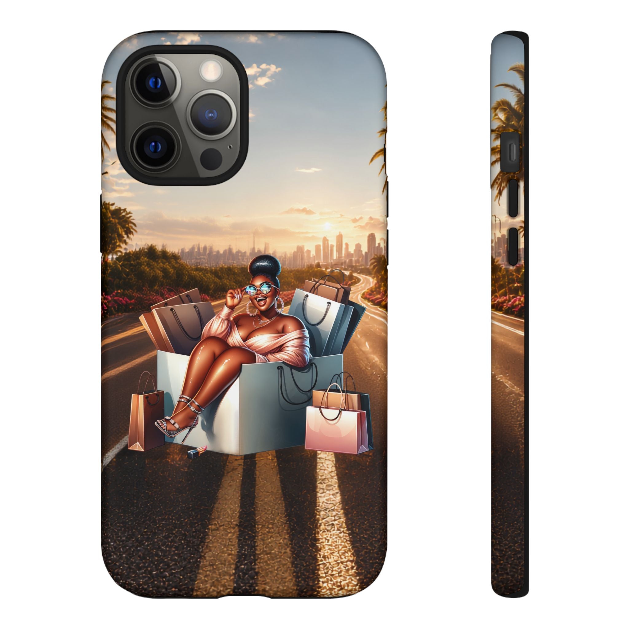 Phone Case — Chic Shopper Illustration on Cloud Background