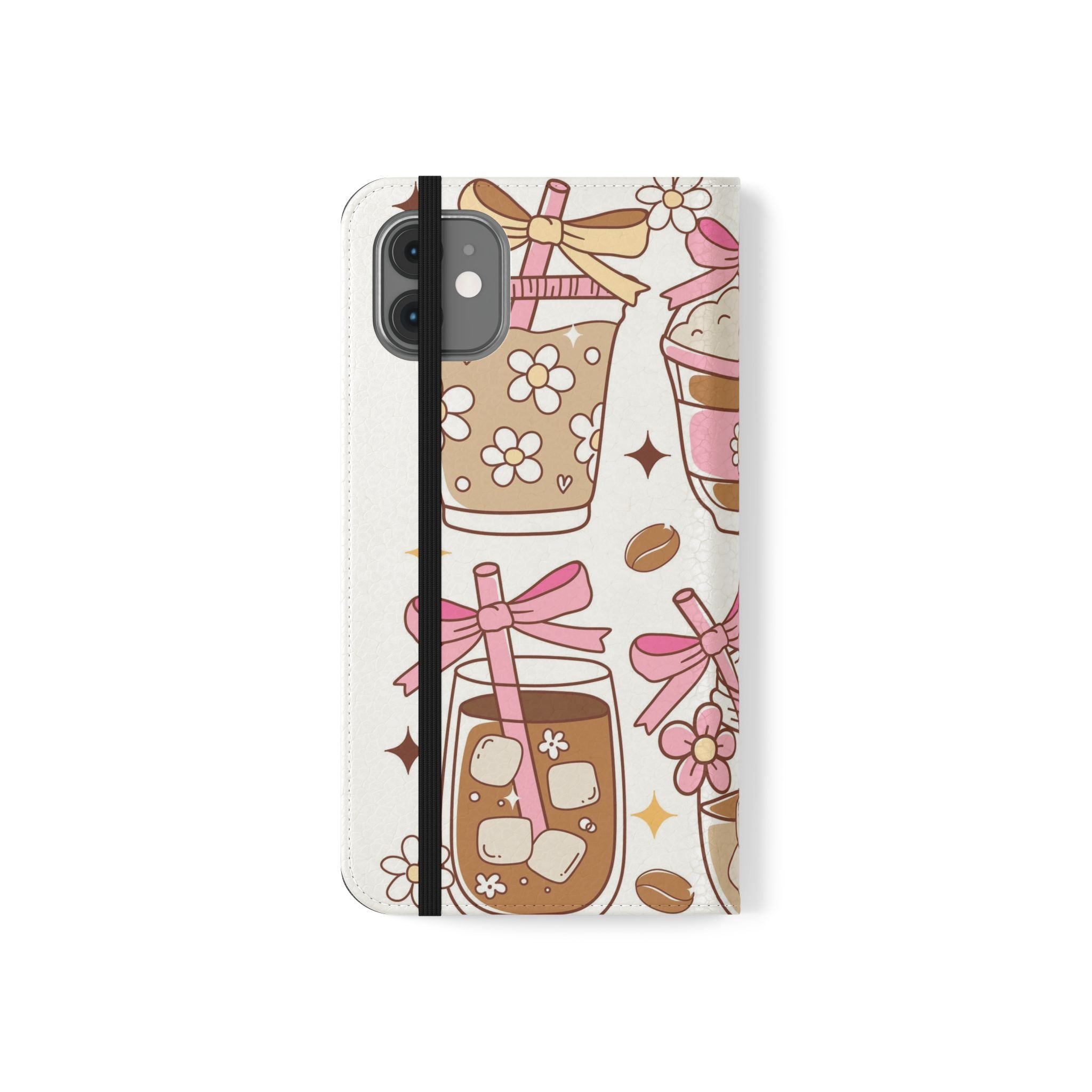 Cute Coffee & Latte Flip Phone Case – Cozy Boba & Dessert Wallet Cover