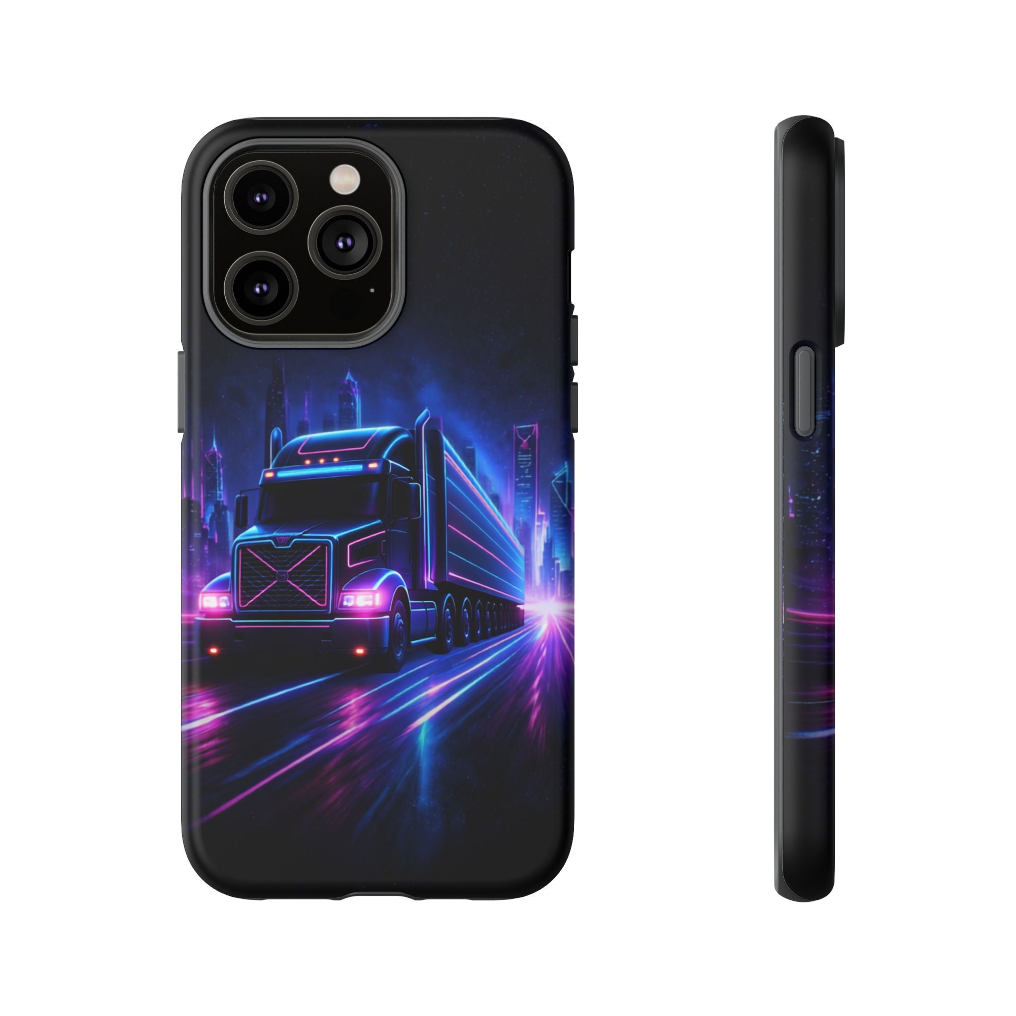 Neon Retro Rig Phone Case — Trucker Semi Truck Nightscape Protective Case