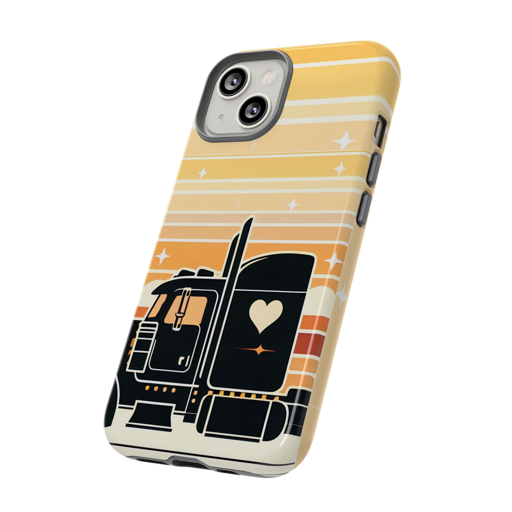 Trucker Heart Phone Case — Retro Semi Truck Protective Phone Cover