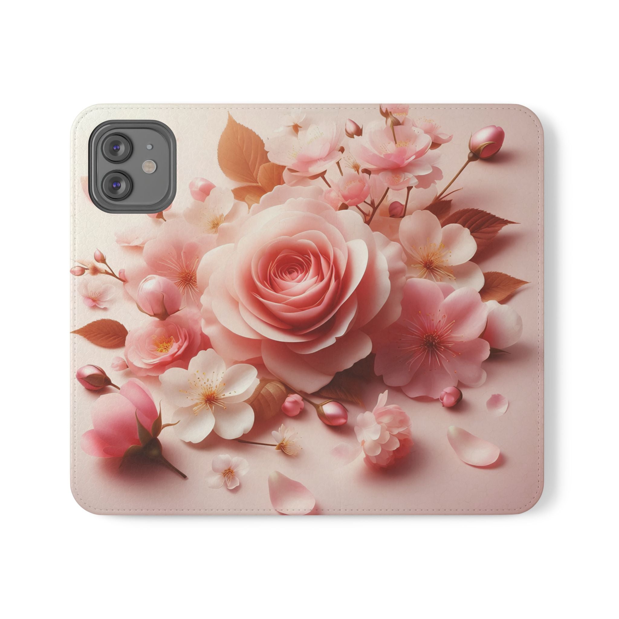 Floral Rose Flip Case — Pink Blossom Wallet Phone Cover